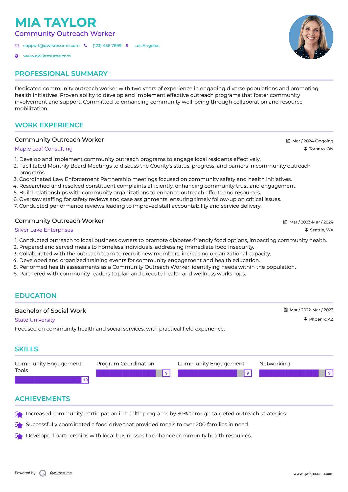 Community Outreach Worker Resume Format