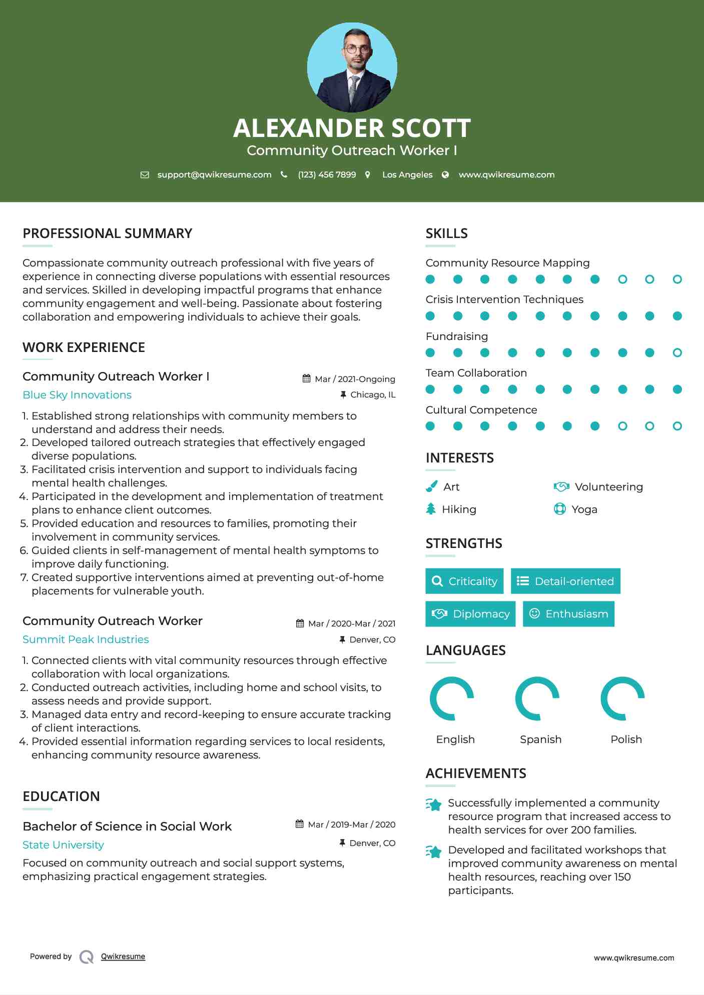 Community Outreach Worker I Resume Template
