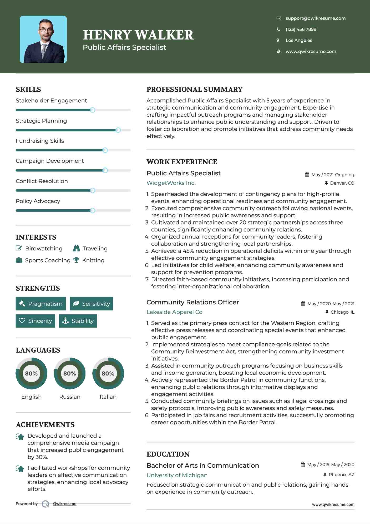 Public Affairs Specialist Resume Format