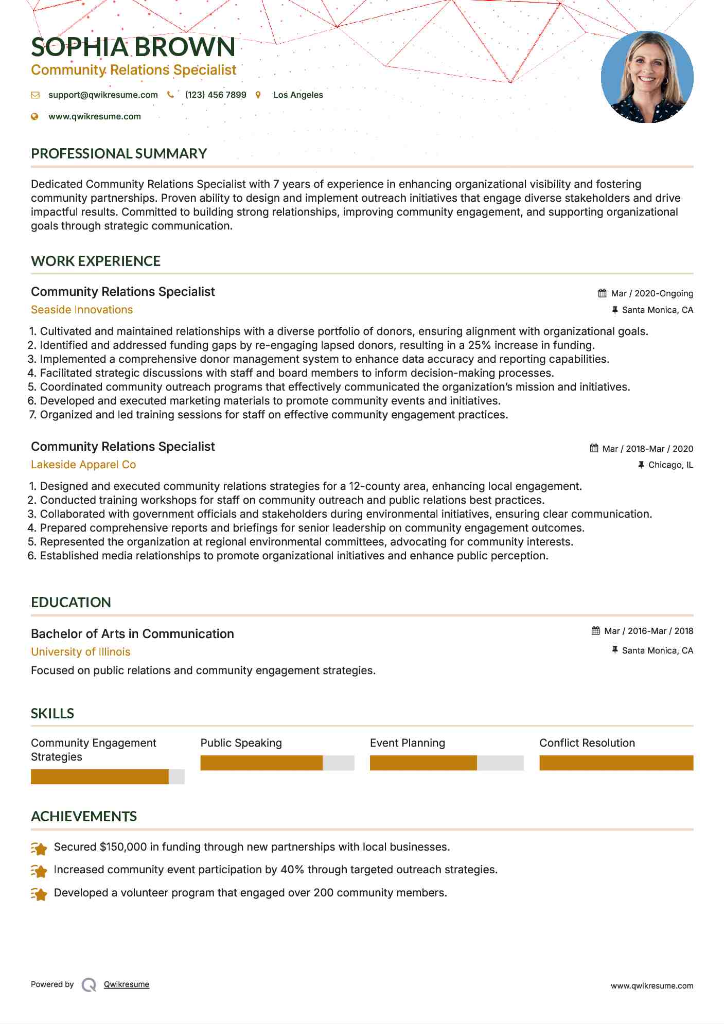 Community Relations Specialist Resume Format