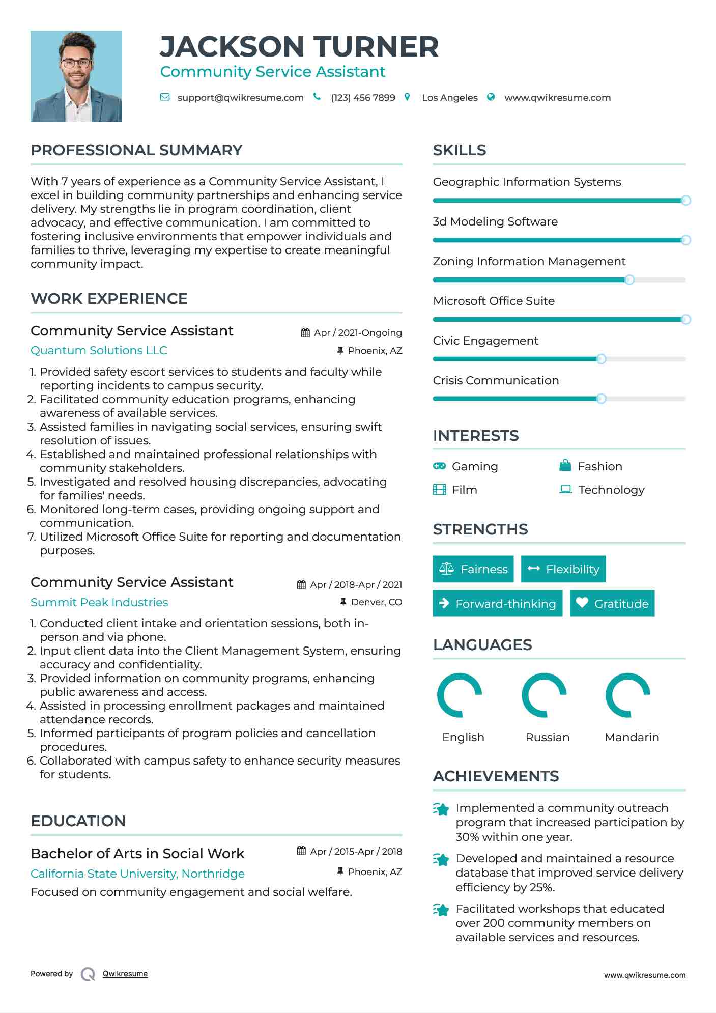 Community Service Assistant Resume Format