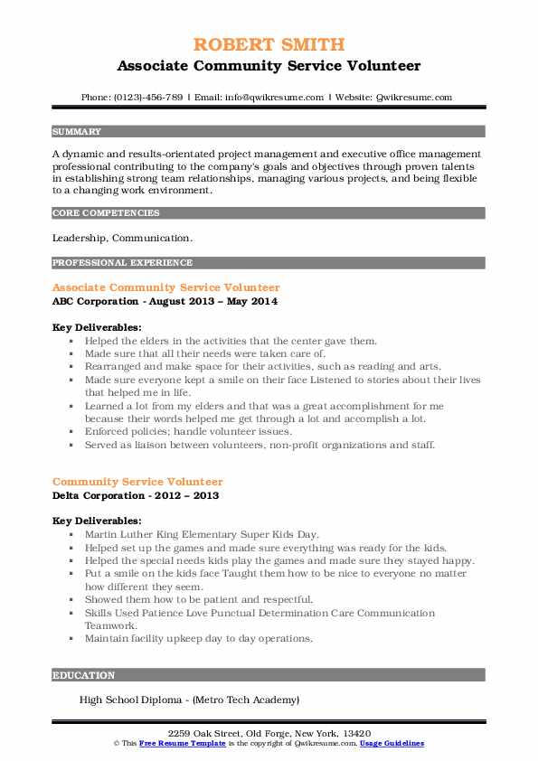 Community Service Volunteer Resume - Community Service Volunteer 1583236738 Pdf 