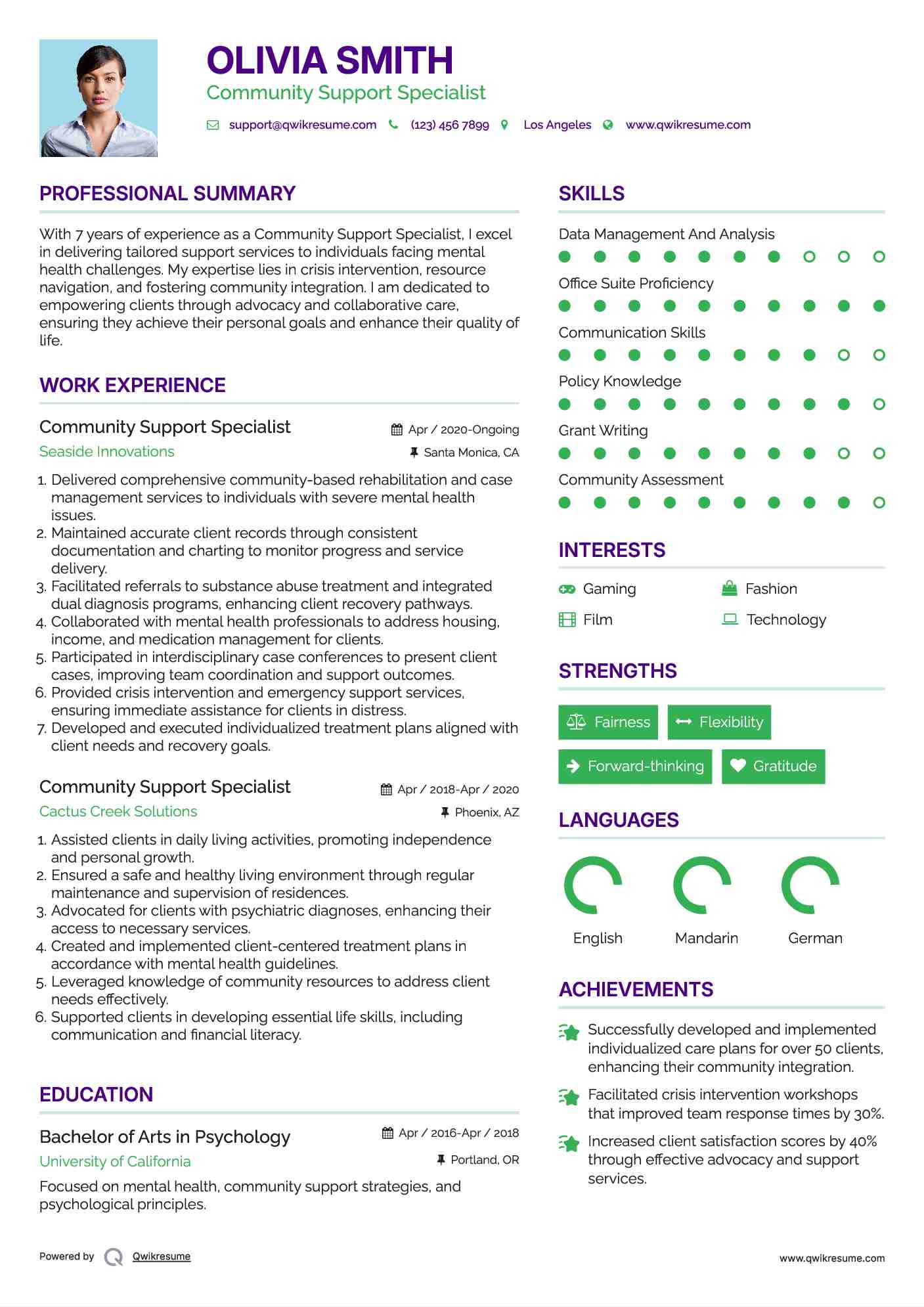 Community Support Specialist Resume Samples QwikResume