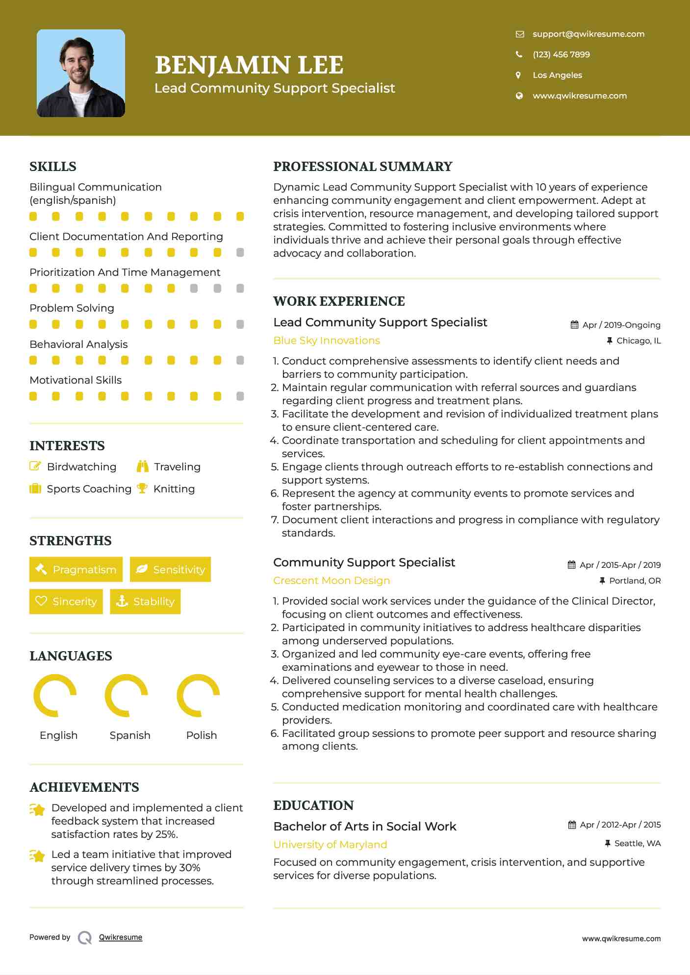 Community Support Specialist Resume Samples QwikResume