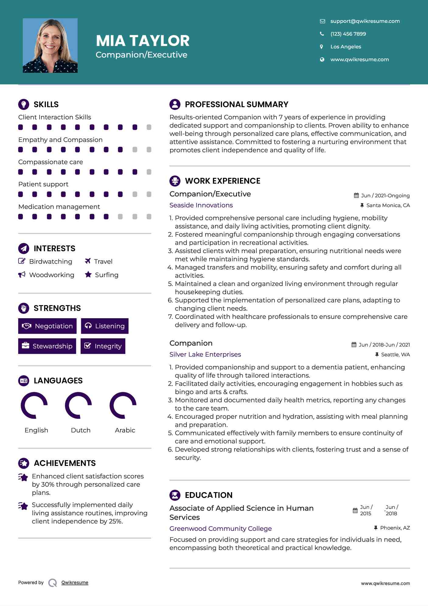 Companion/Executive Resume Model