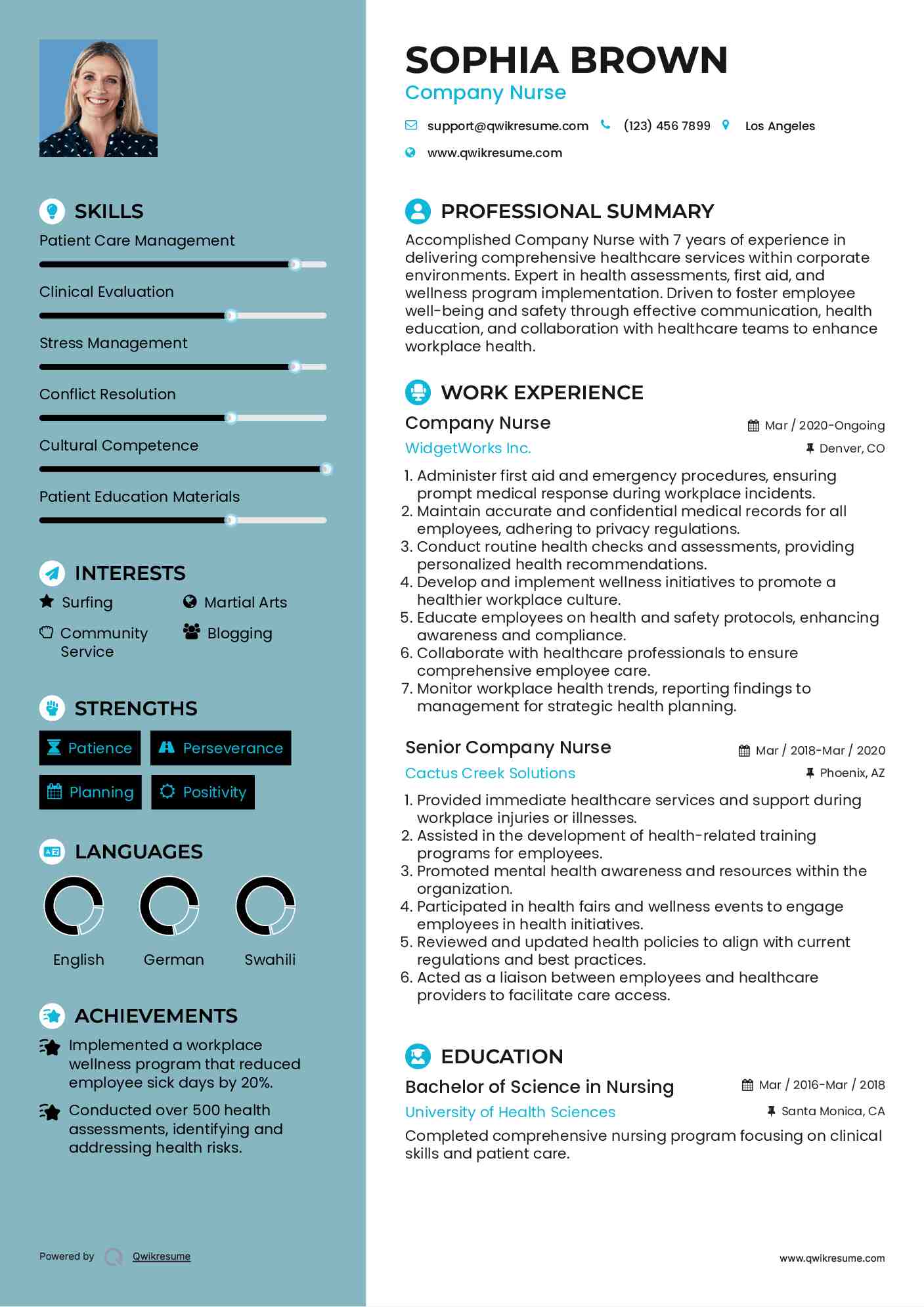Company Nurse Resume Template