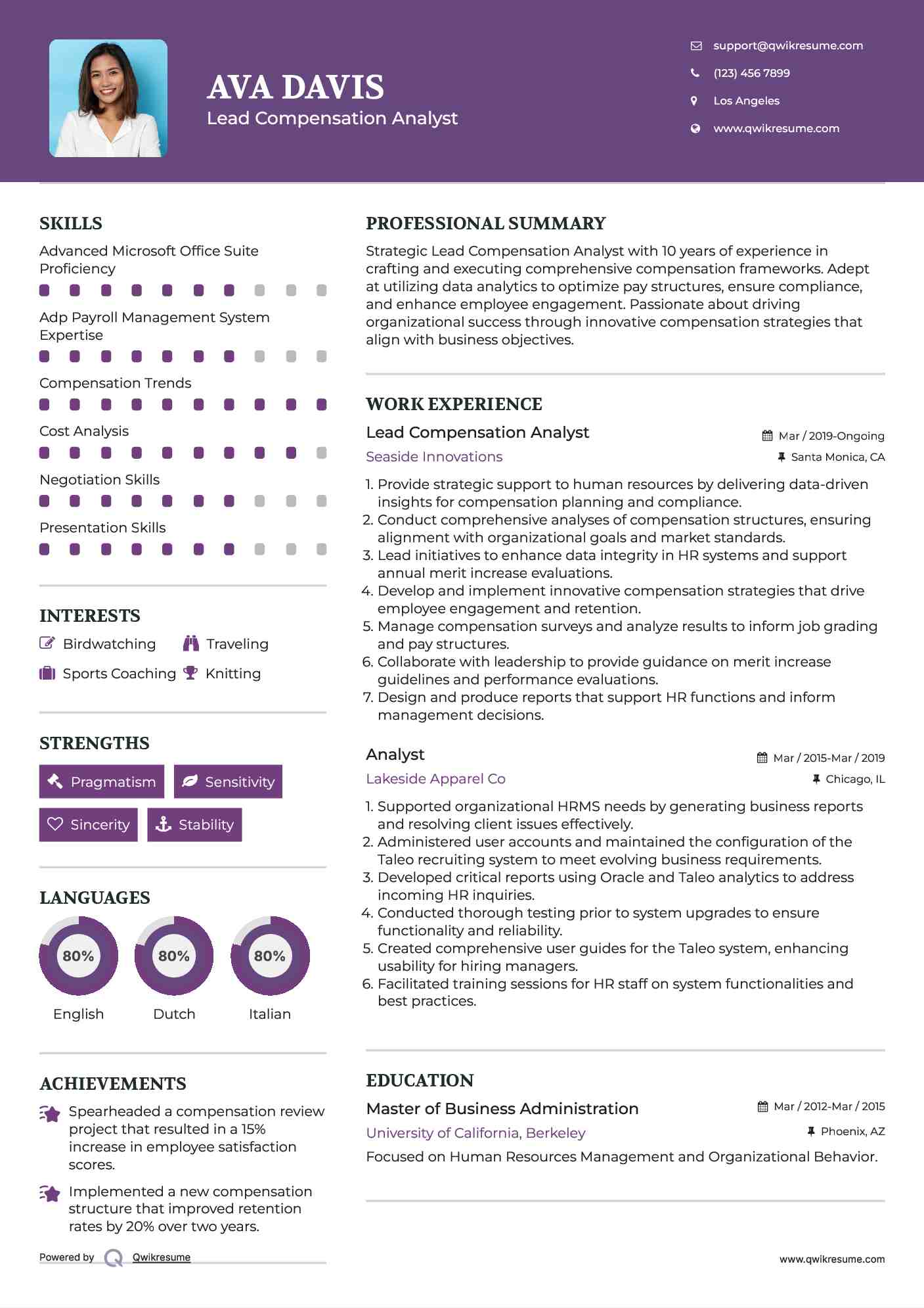 compensation analyst resumes