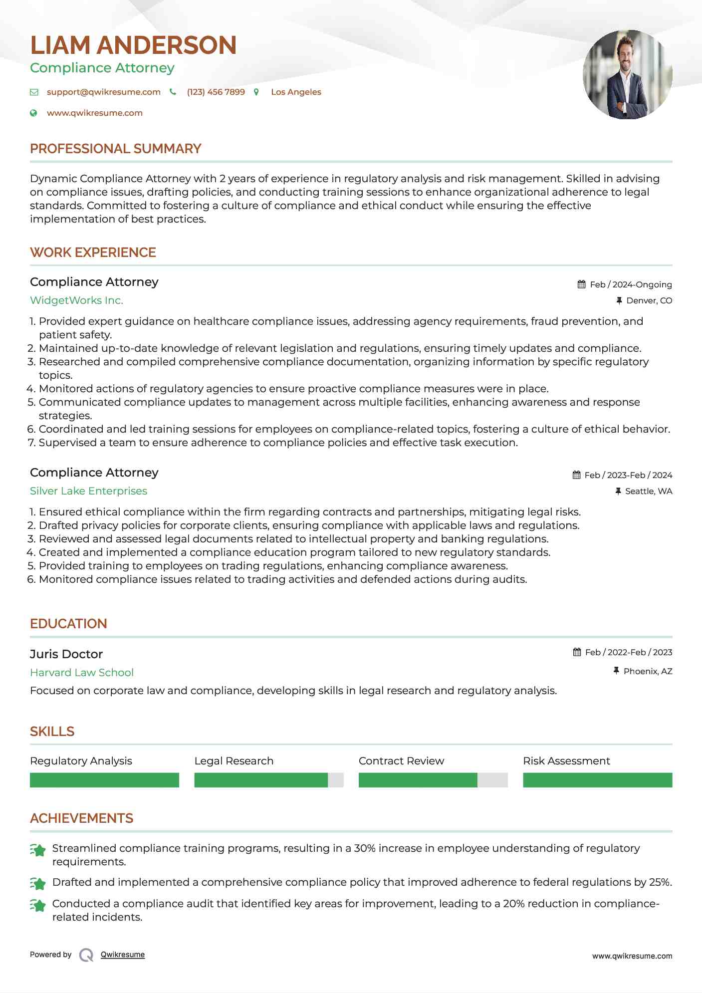 Compliance Attorney Resume Template