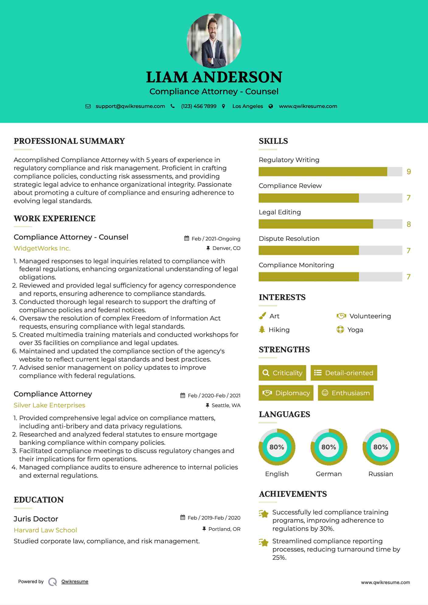 Compliance Attorney - Counsel Resume Format