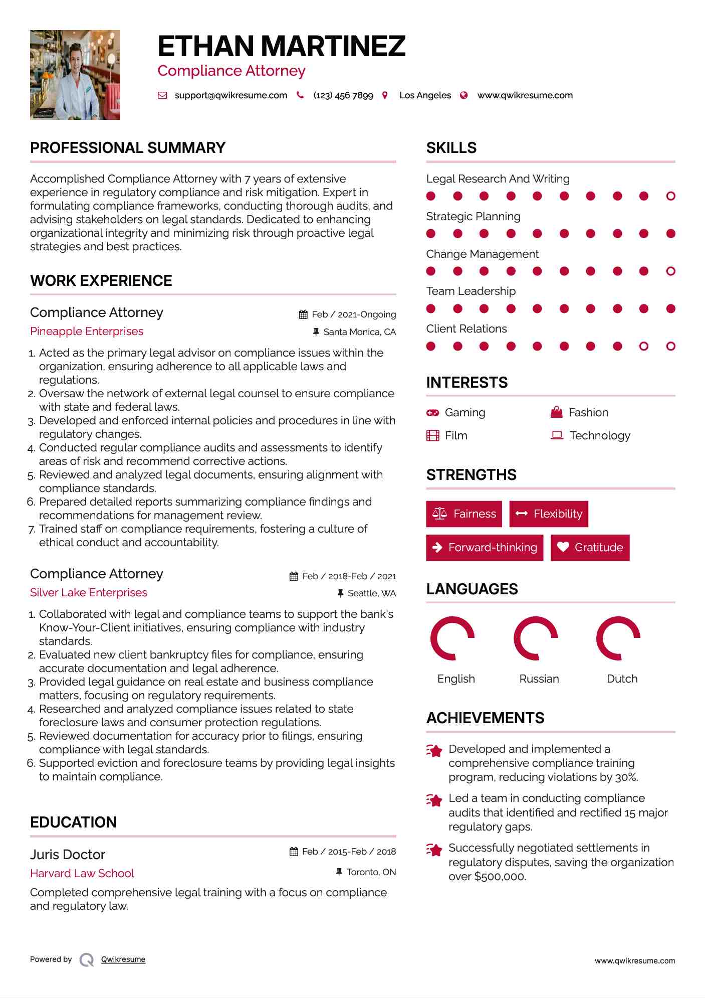 Compliance Attorney Resume Format