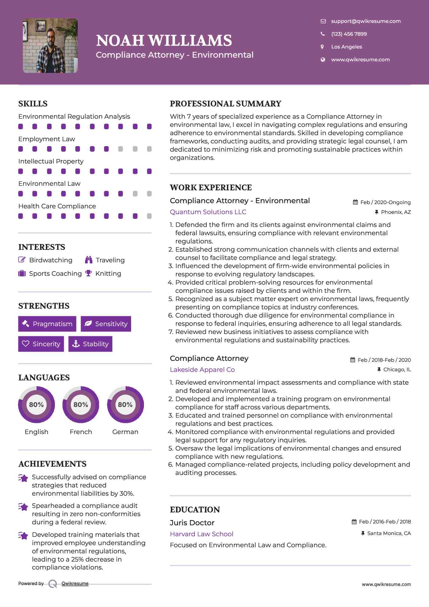 Compliance Attorney - Environmental Resume Template