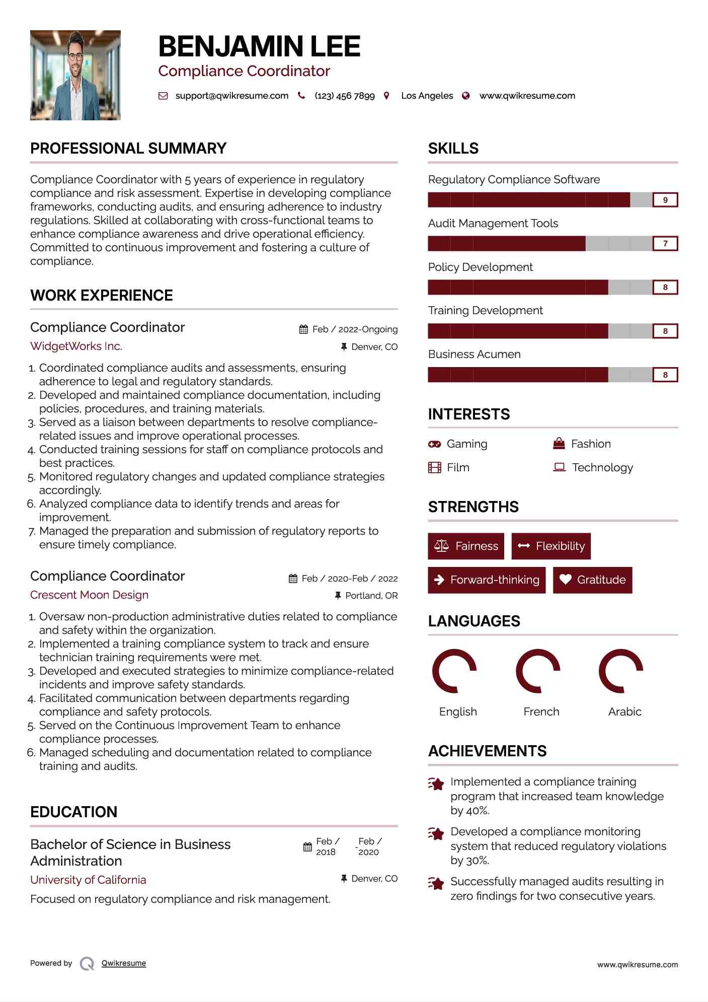 Compliance Coordinator Resume Format