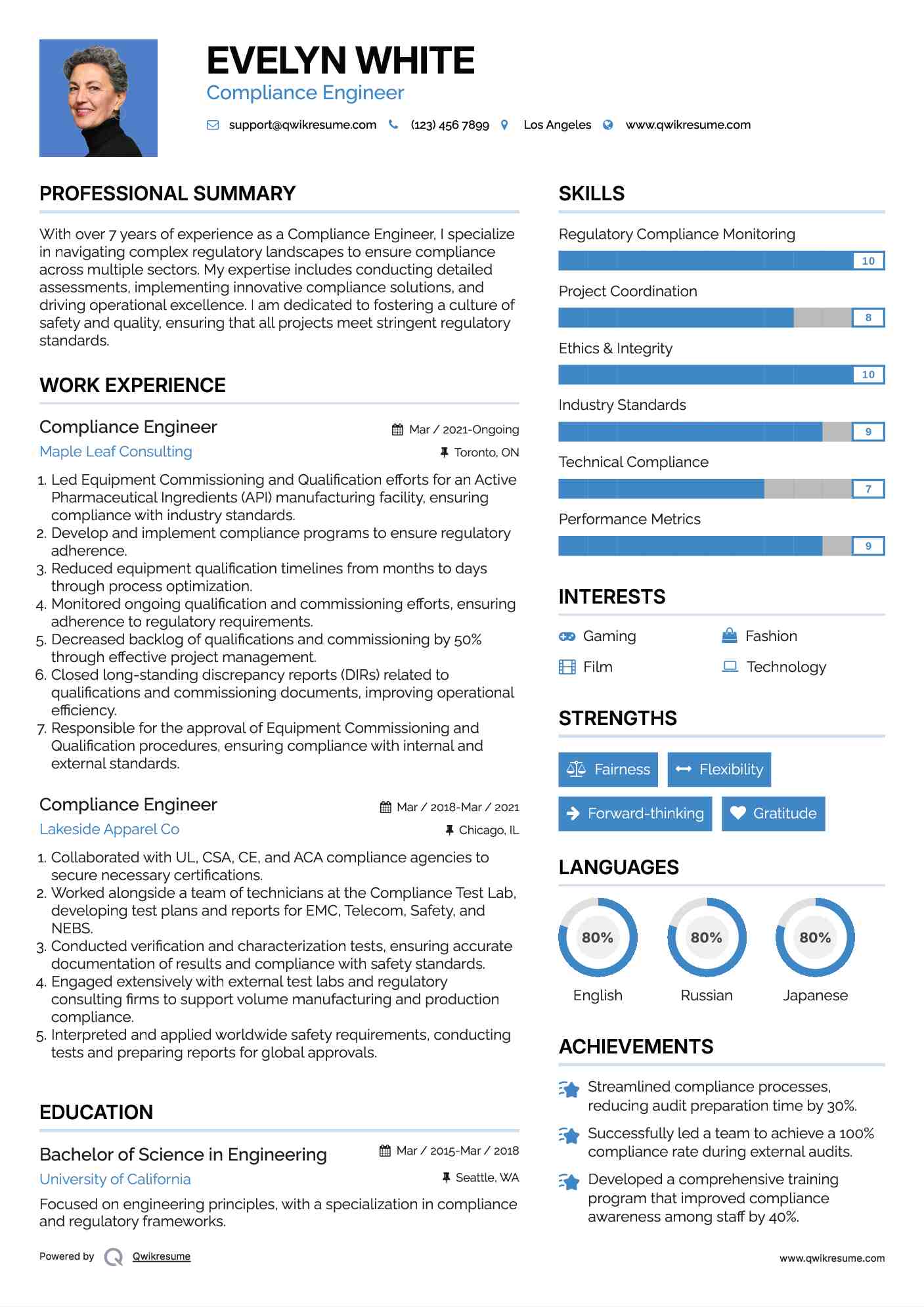 Compliance Engineer Resume Template