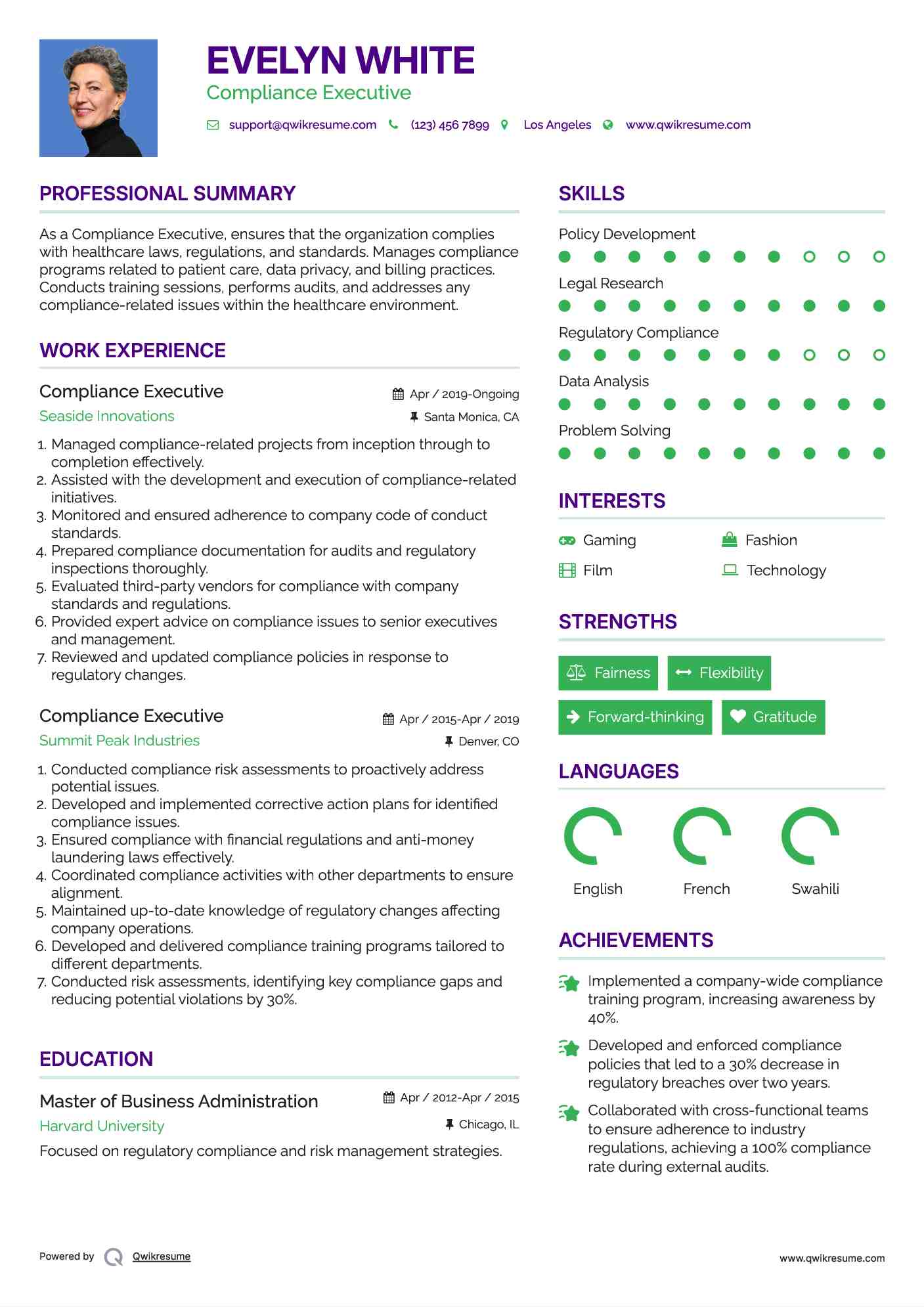 Compliance Executive Resume Sample