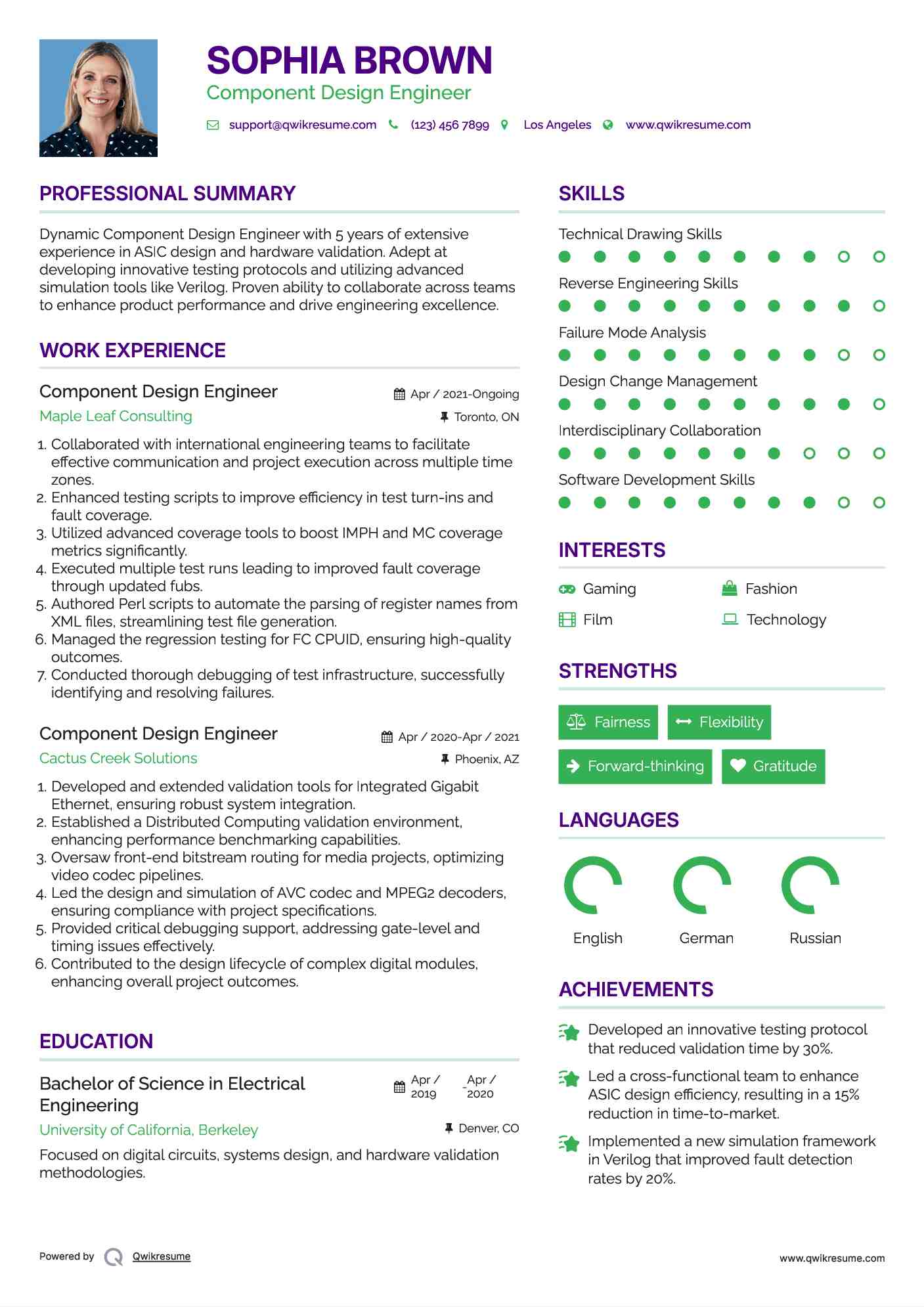 Component Design Engineer Resume Samples QwikResume