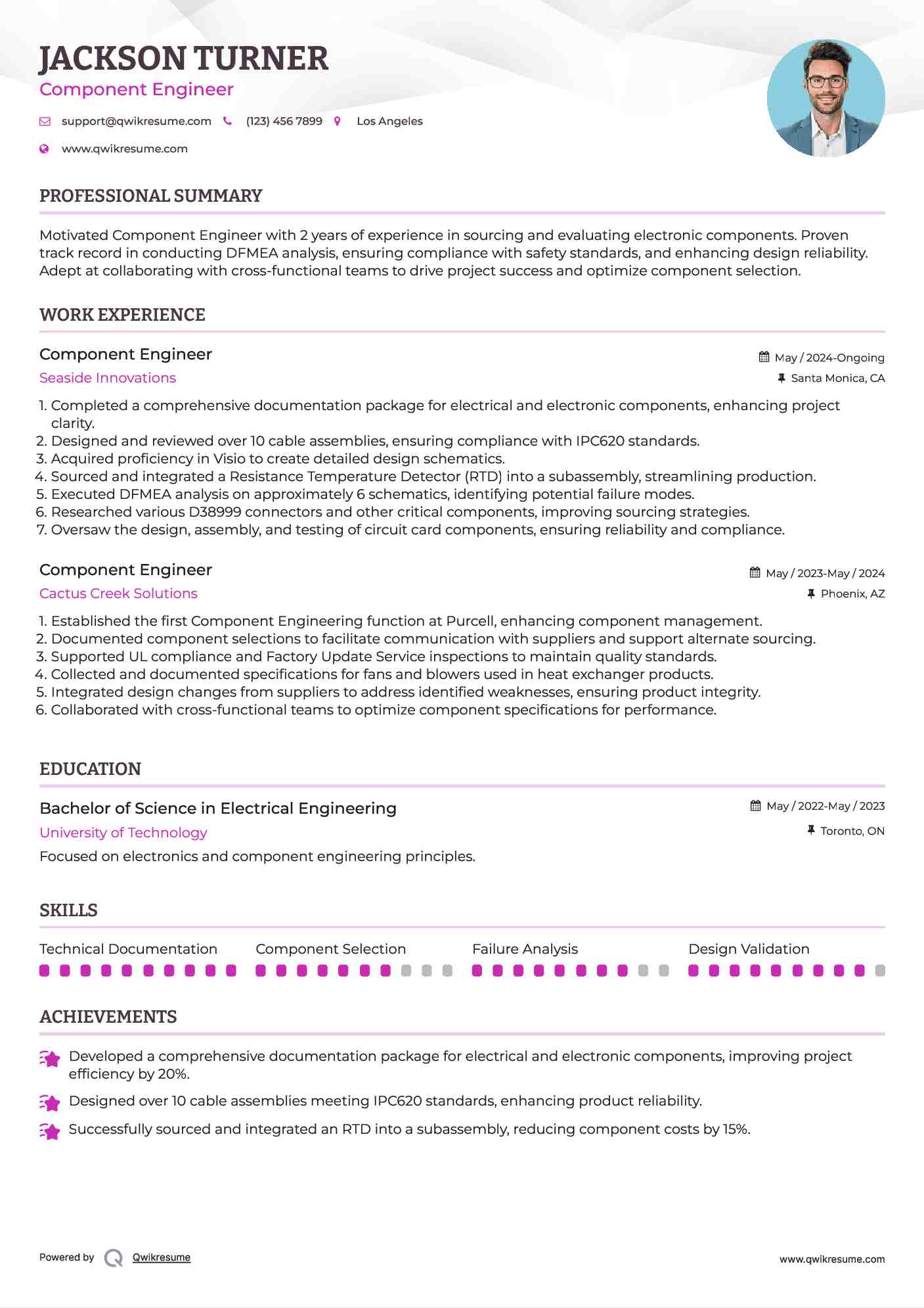 Component Engineer Resume Template