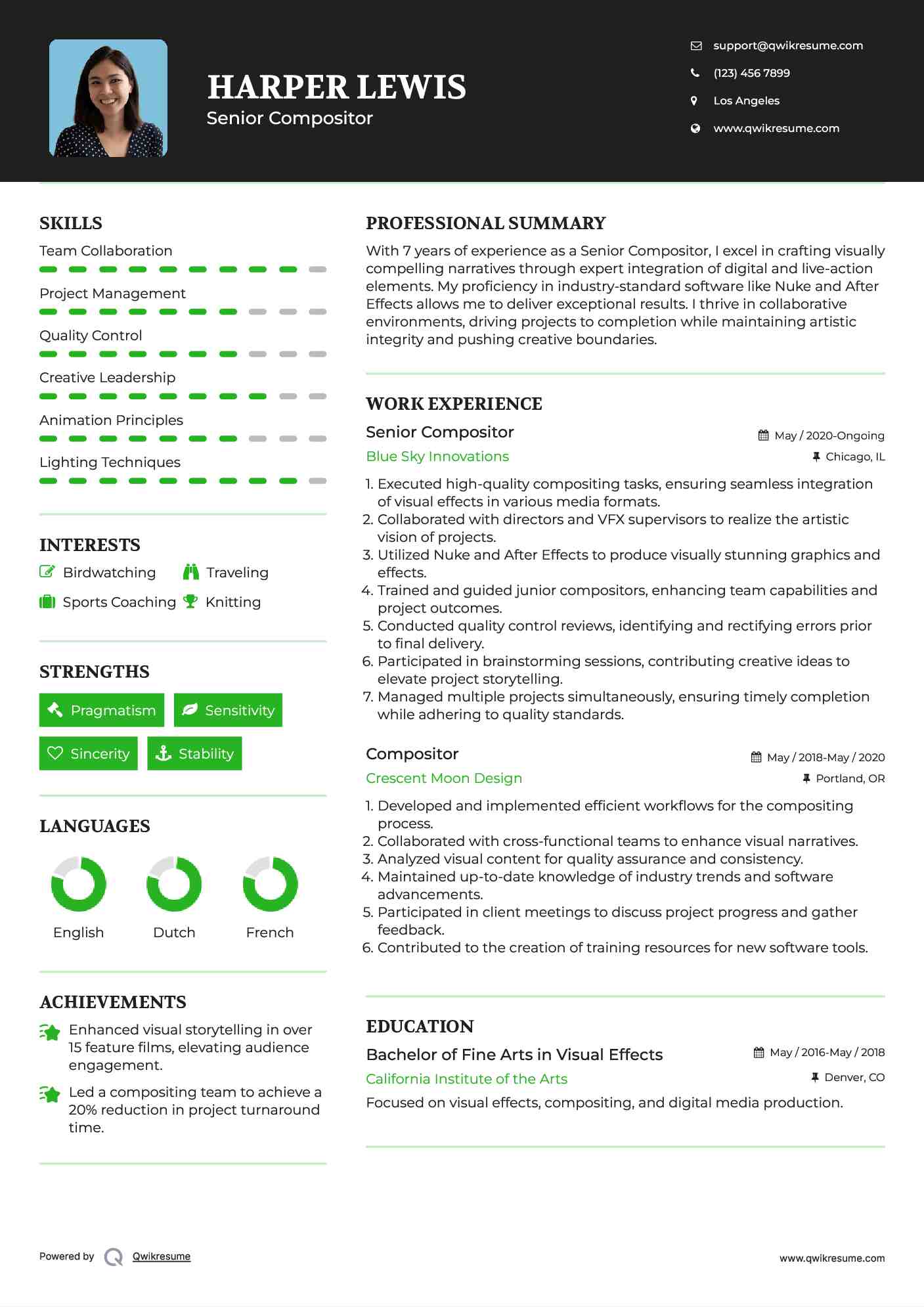 Senior Compositor Resume Format