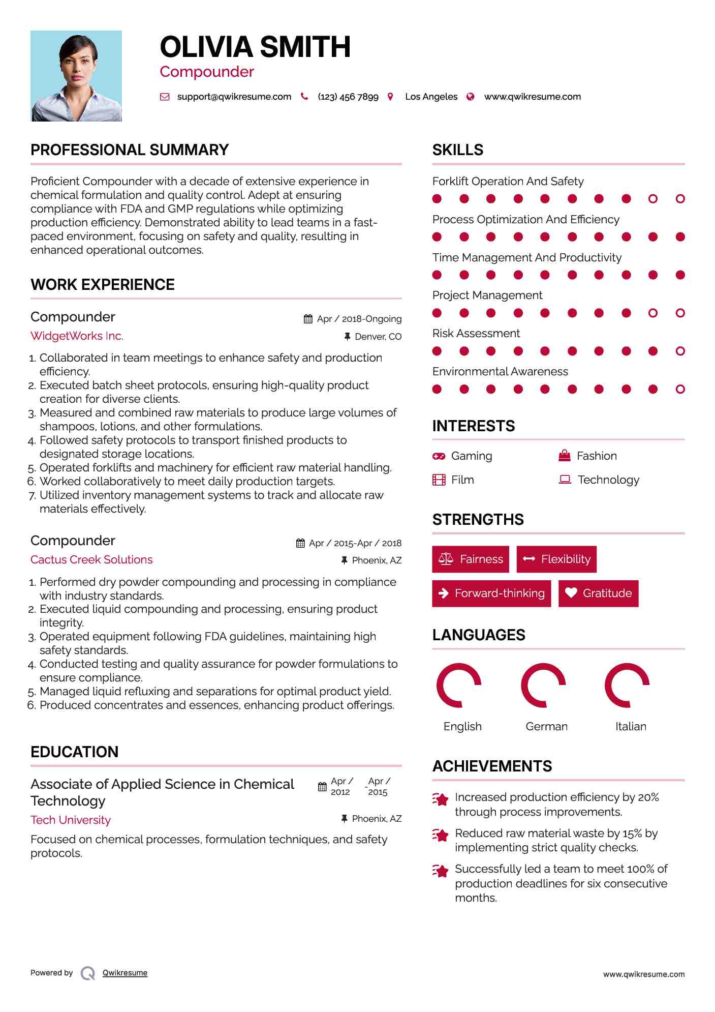Compounder Resume Format
