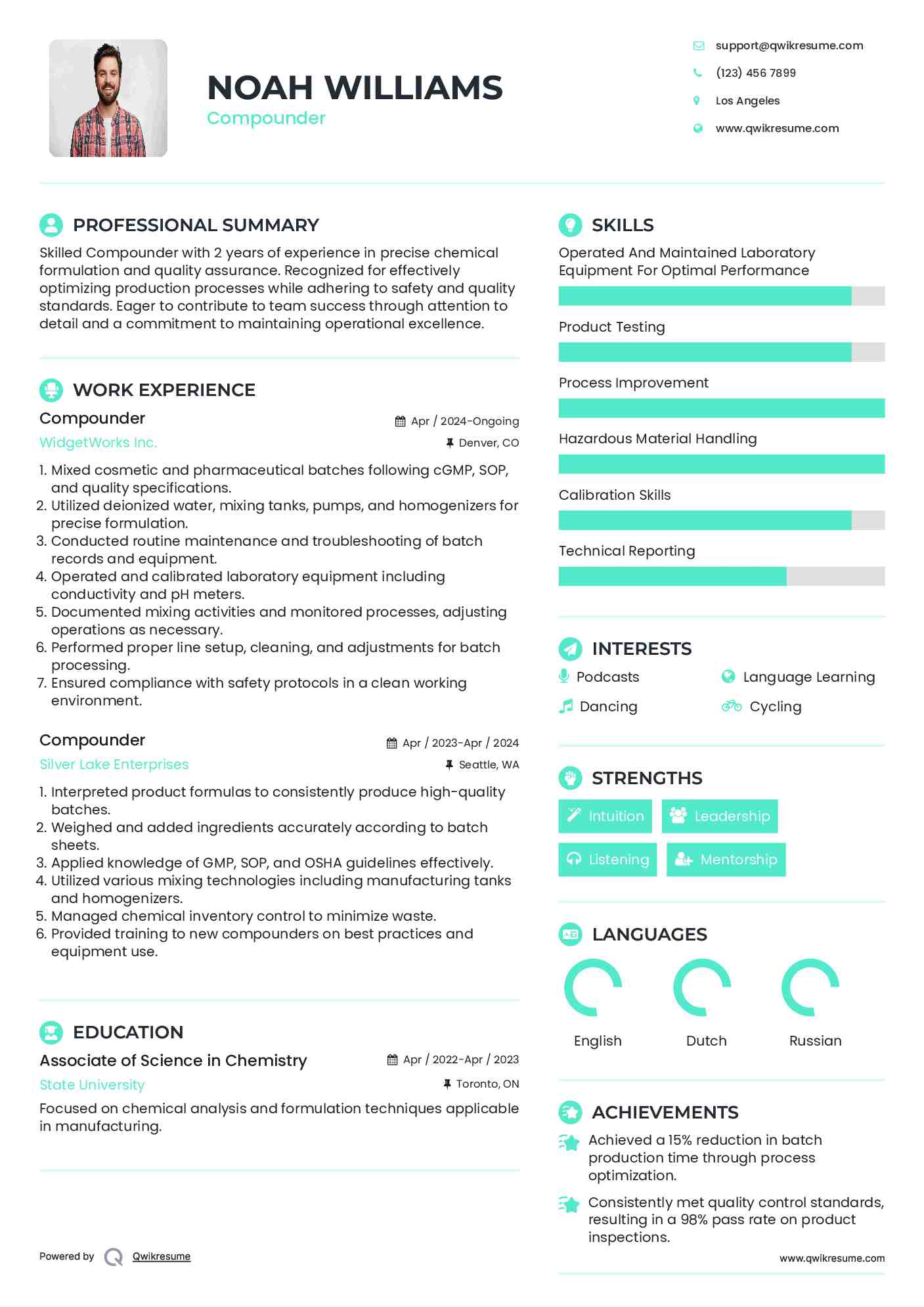 Compounder Resume Example