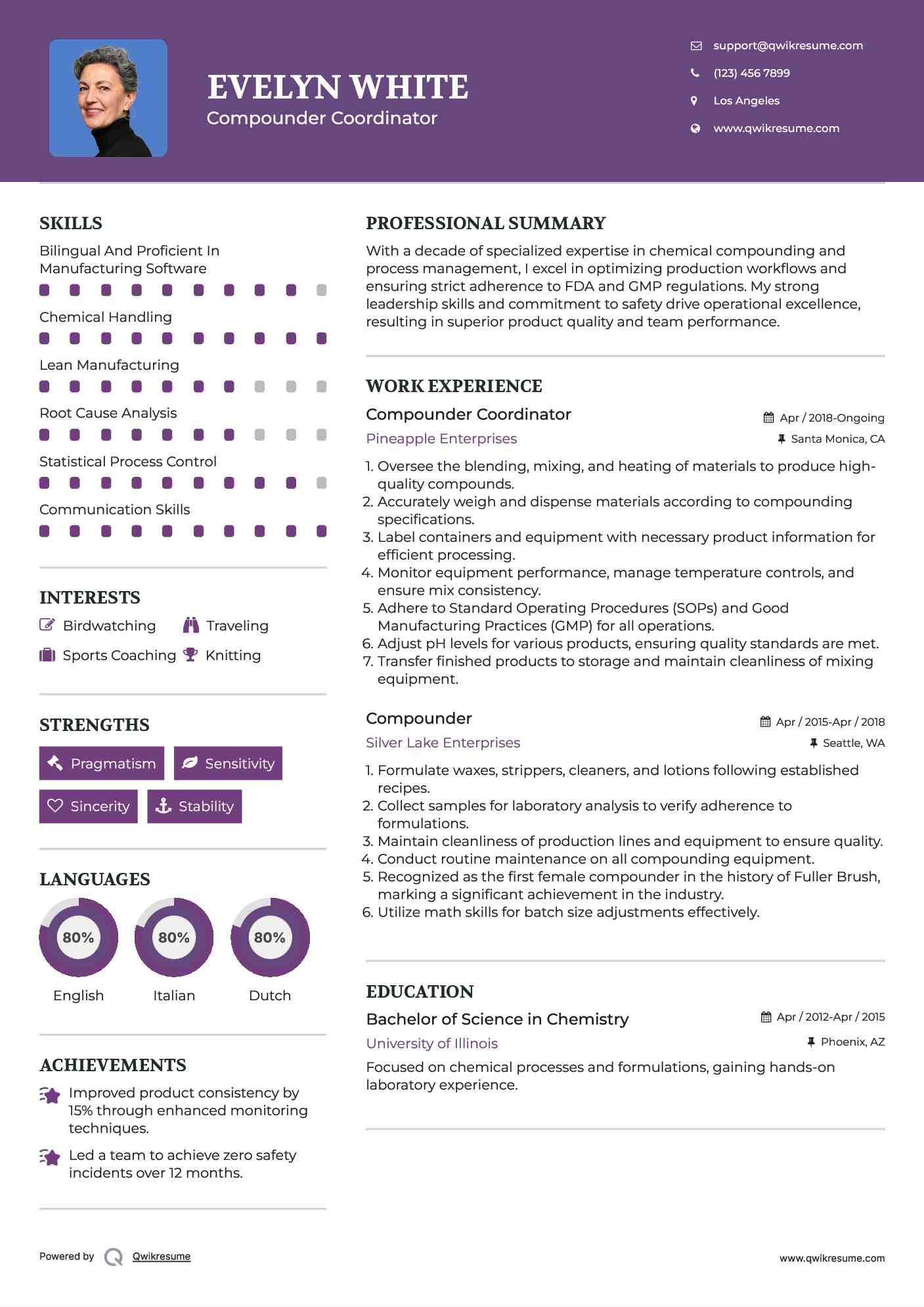 Compounder Coordinator Resume Format