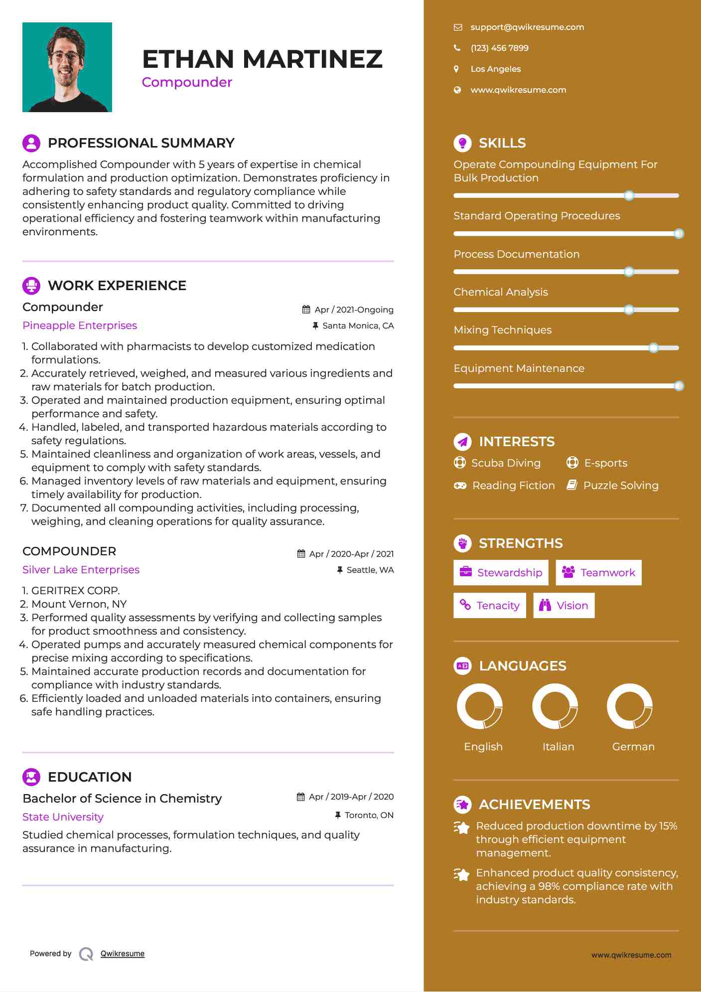 Compounder Resume Example