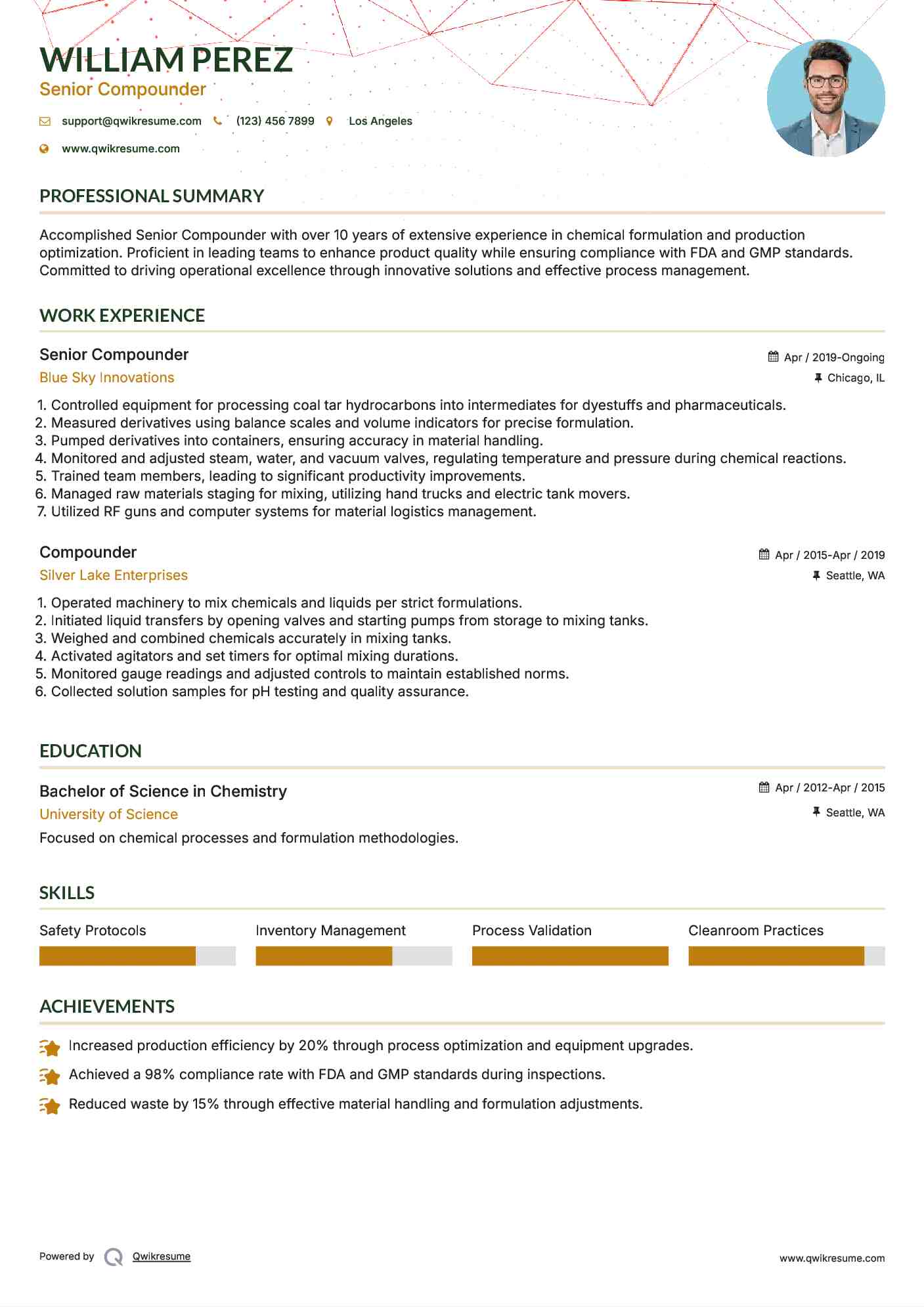Senior Compounder  Resume Model