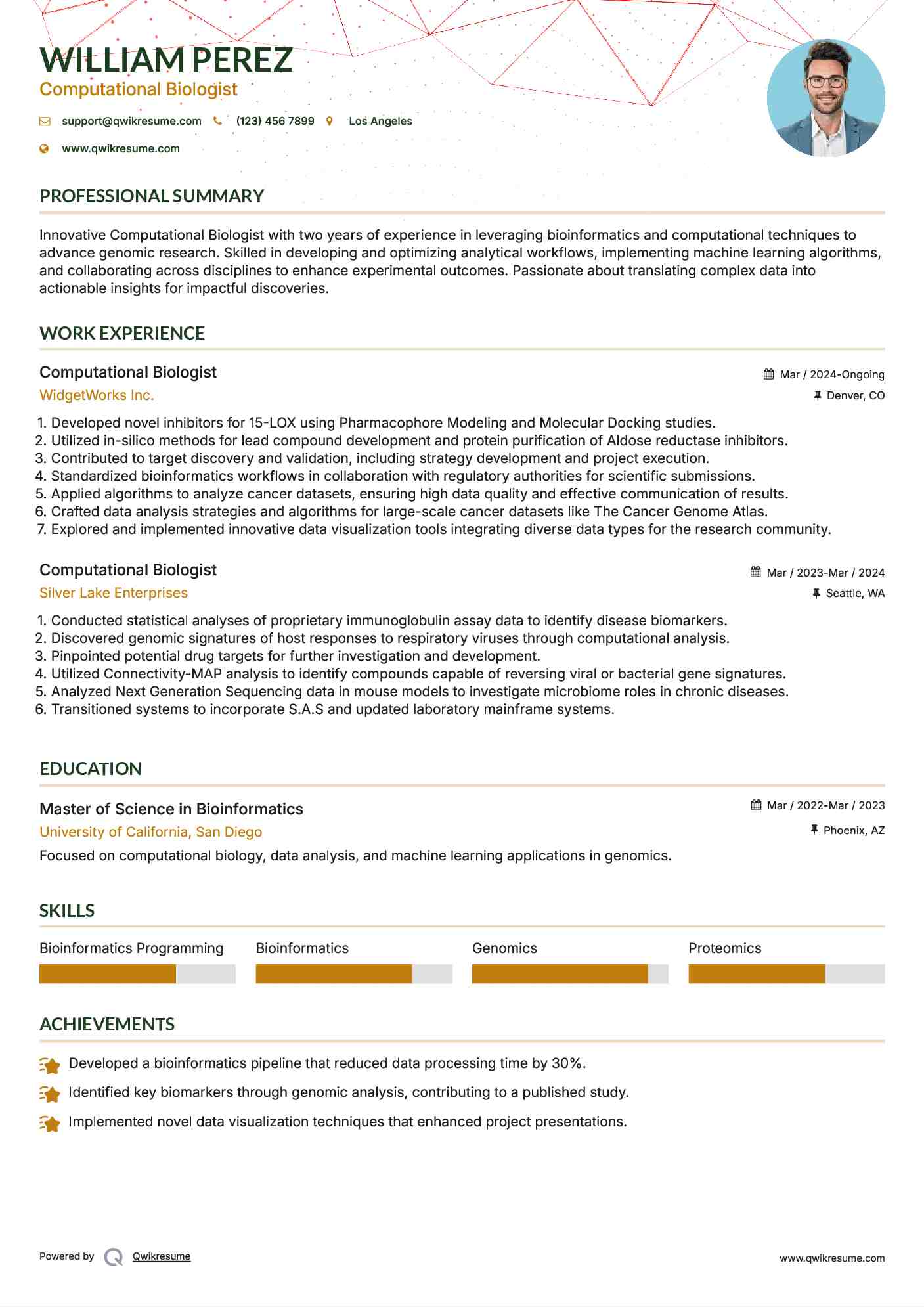 Computational Biologist Resume Template