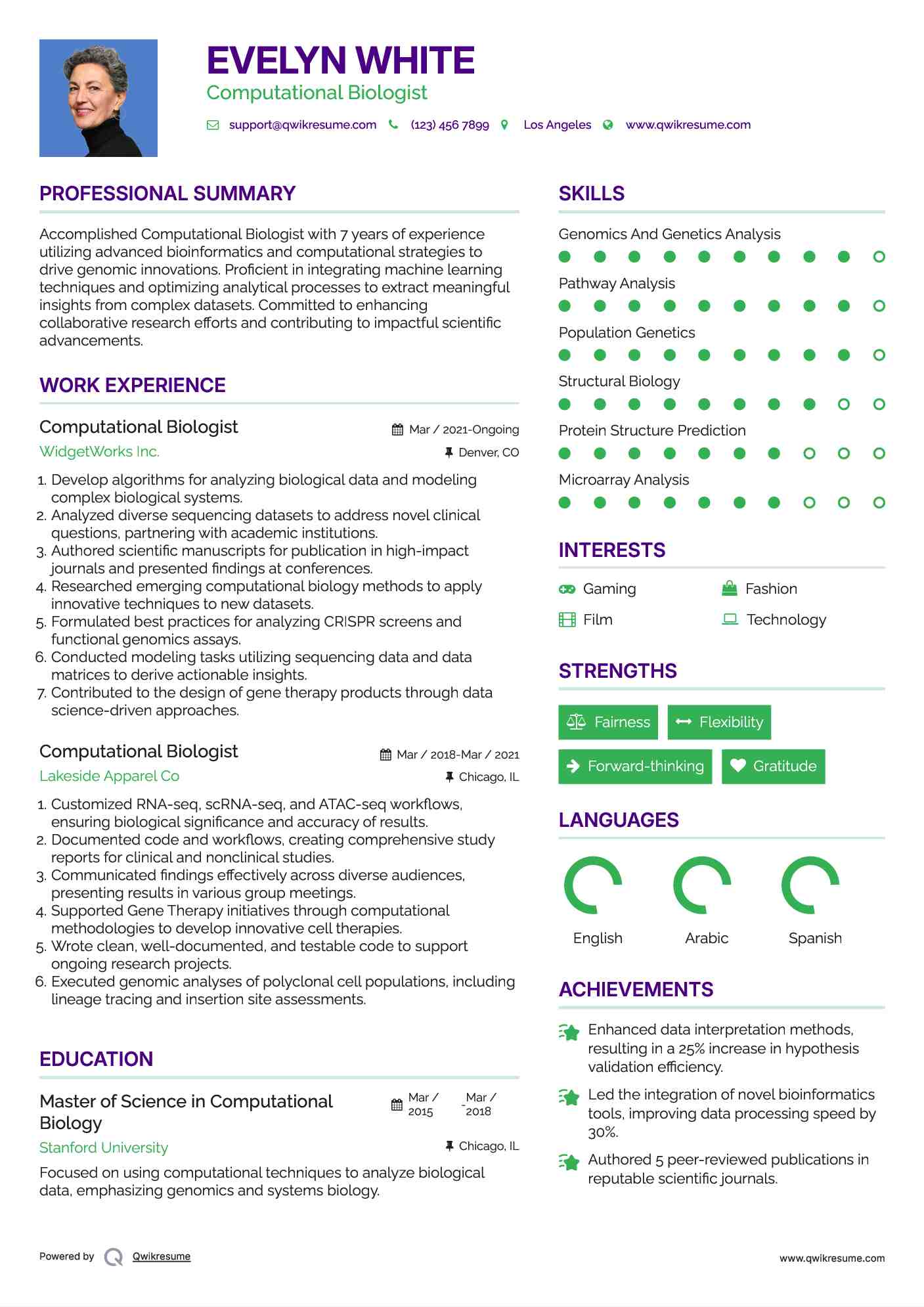 Computational Biologist Resume Template