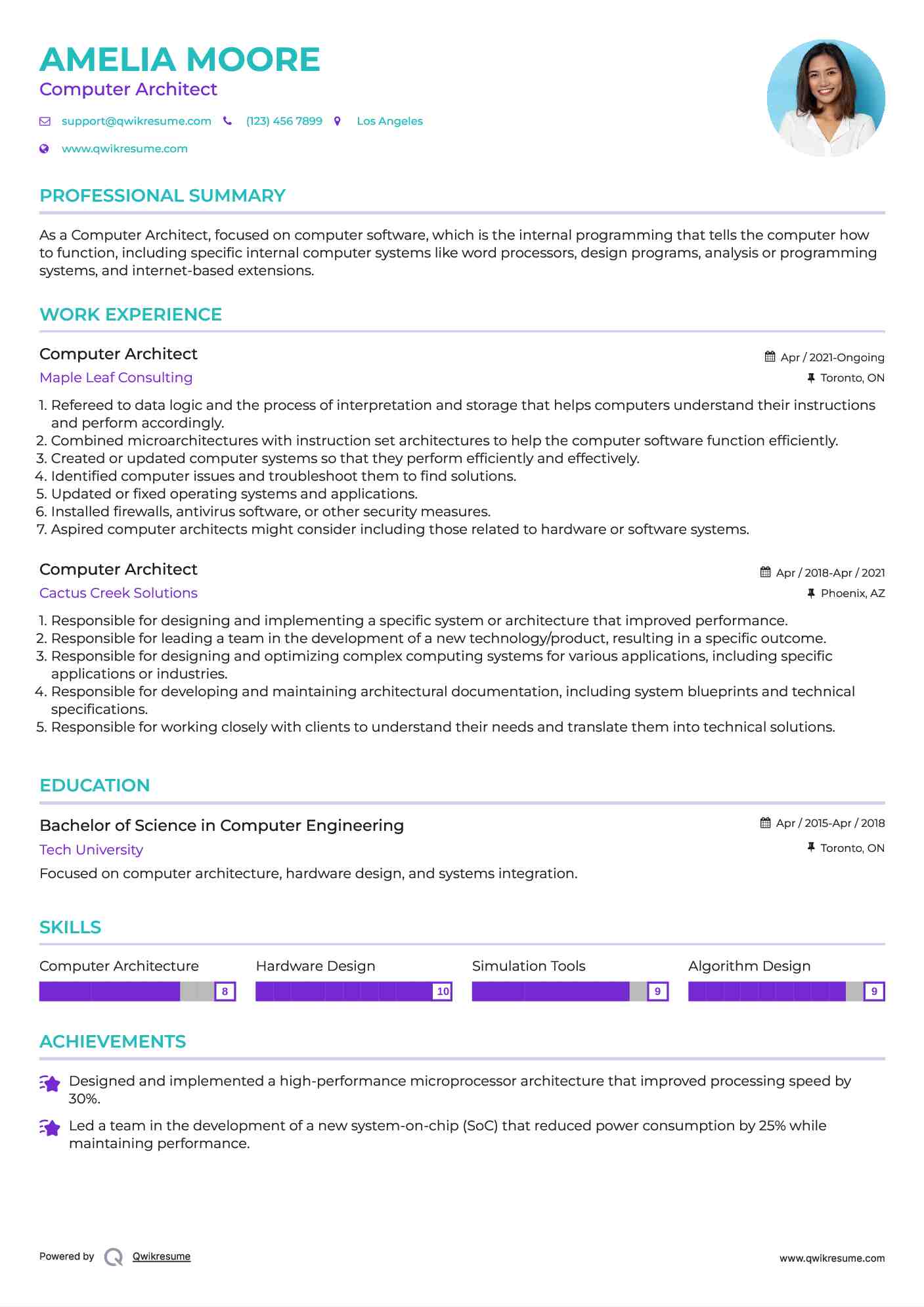 Computer Architect Resume Model