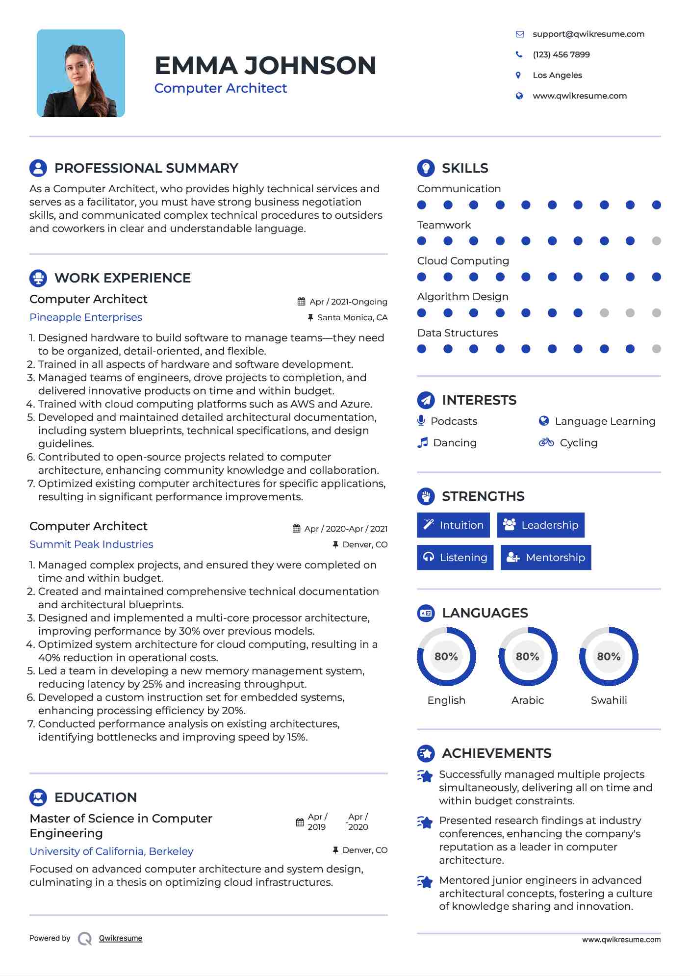 Computer Architect Resume Model
