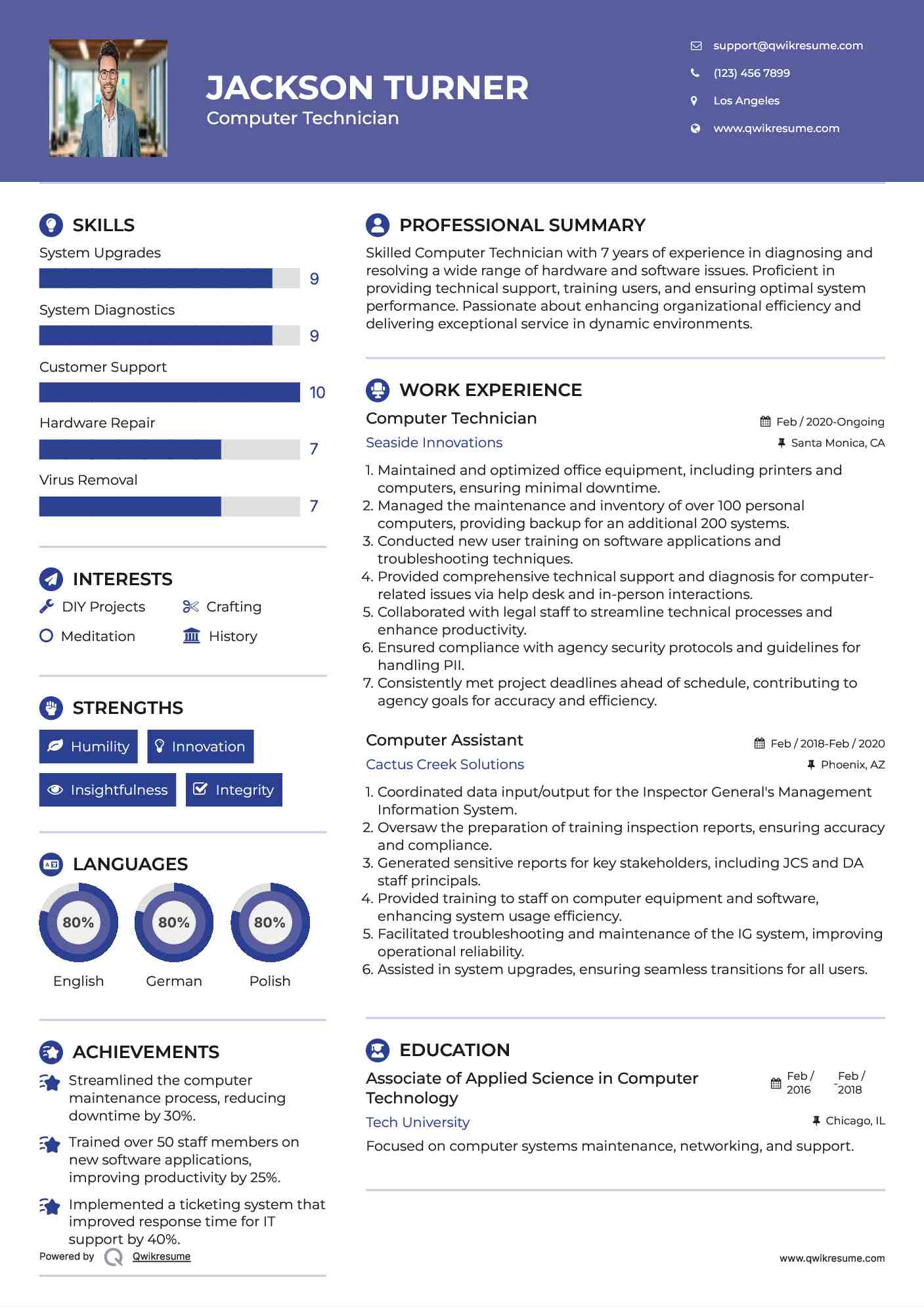 Computer Technician Resume Format