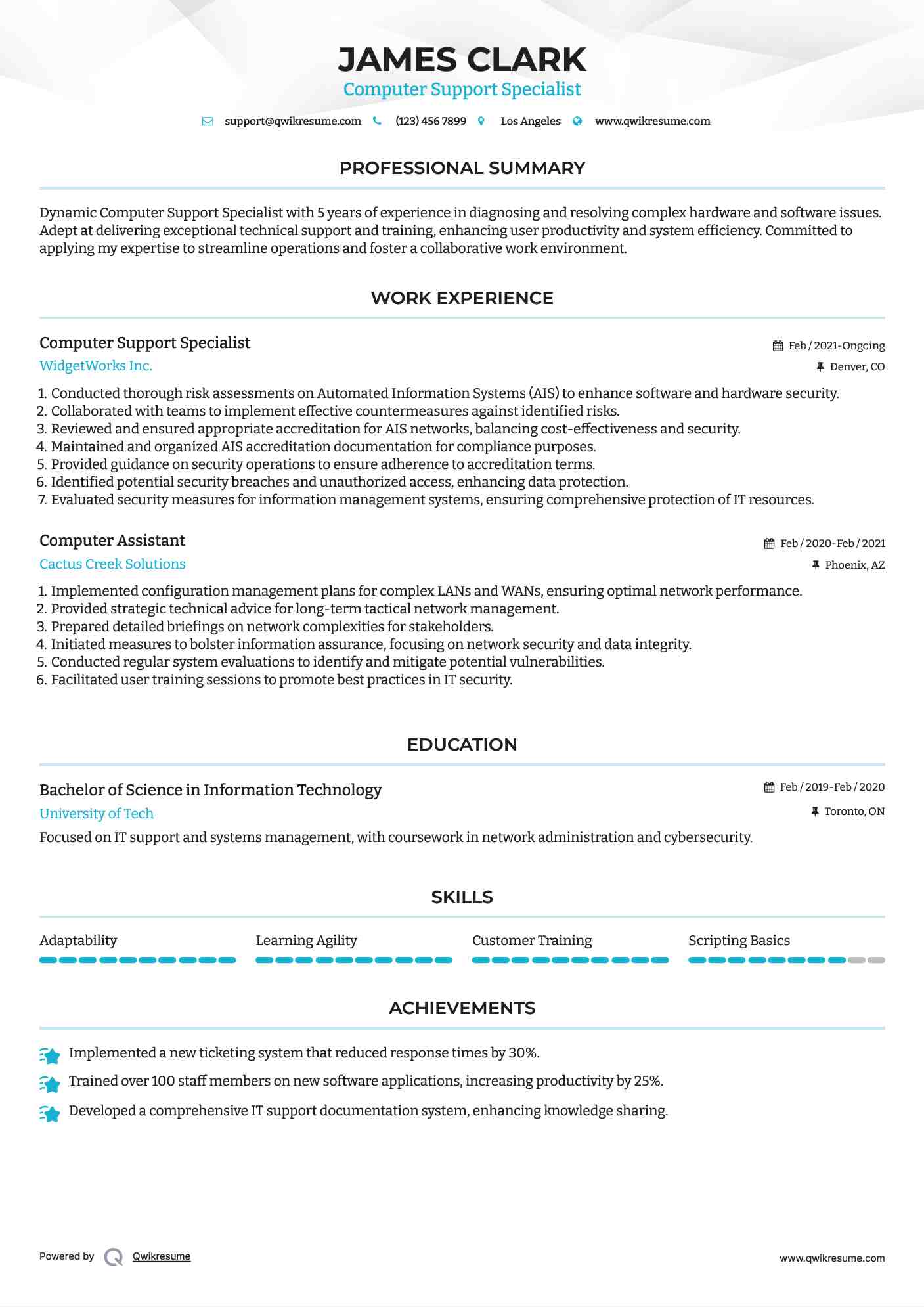 Computer Assistant Resume Samples | QwikResume