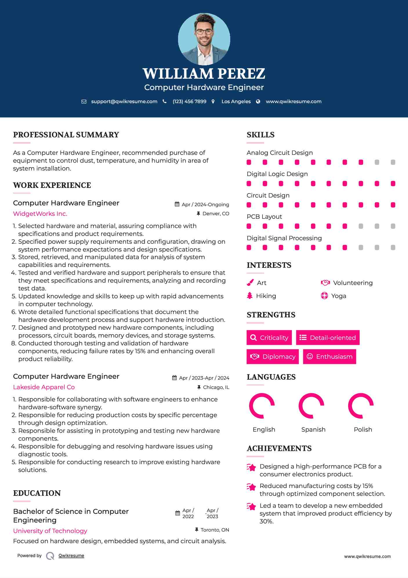 Computer Hardware Engineer Resume Template