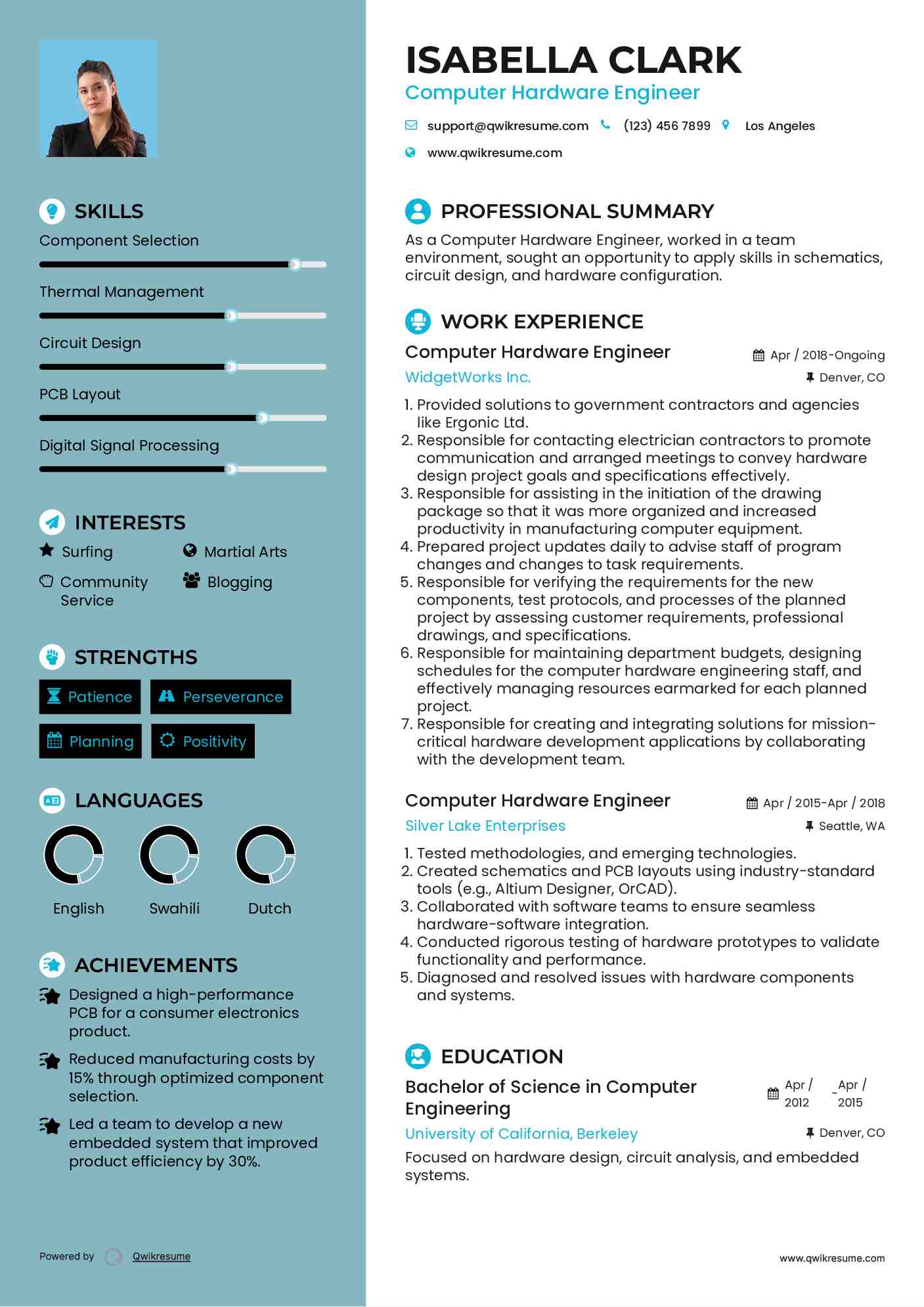 Computer Hardware Engineer Resume Format