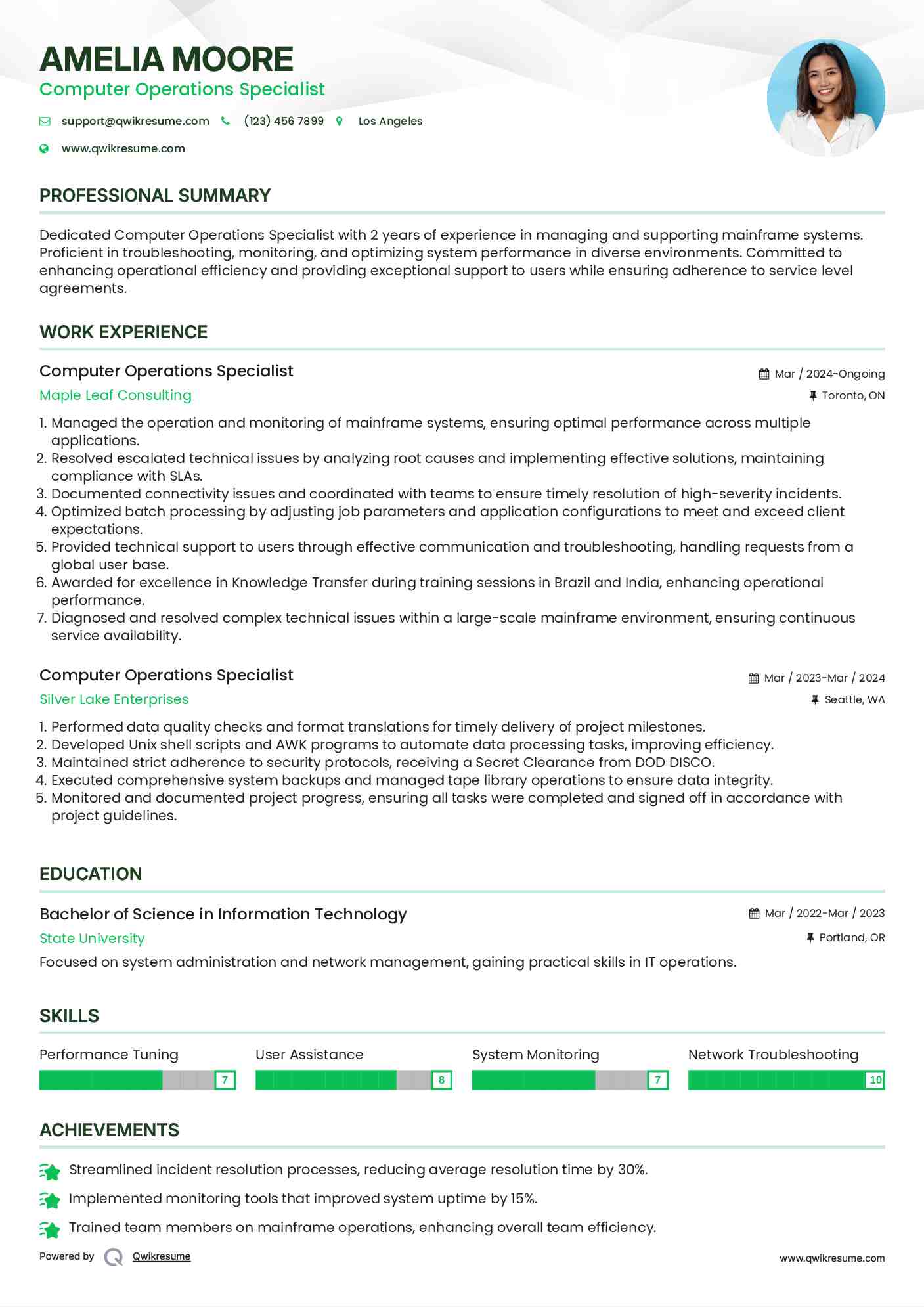 10+ Computer Operations Specialist Resume Samples & Templates for 2025