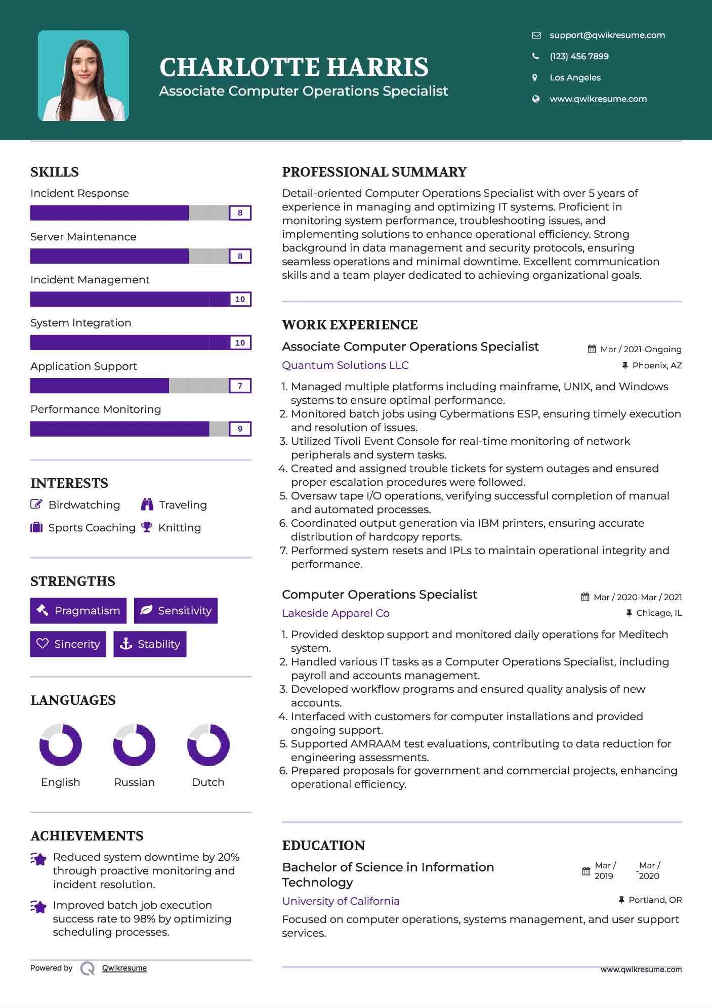 10+ Computer Operations Specialist Resume Samples & Templates for 2025