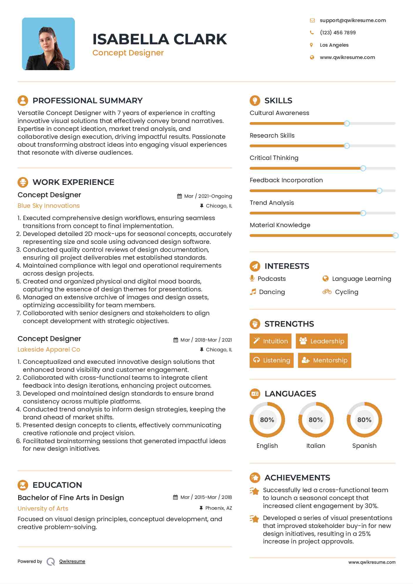 Concept Designer Resume Model