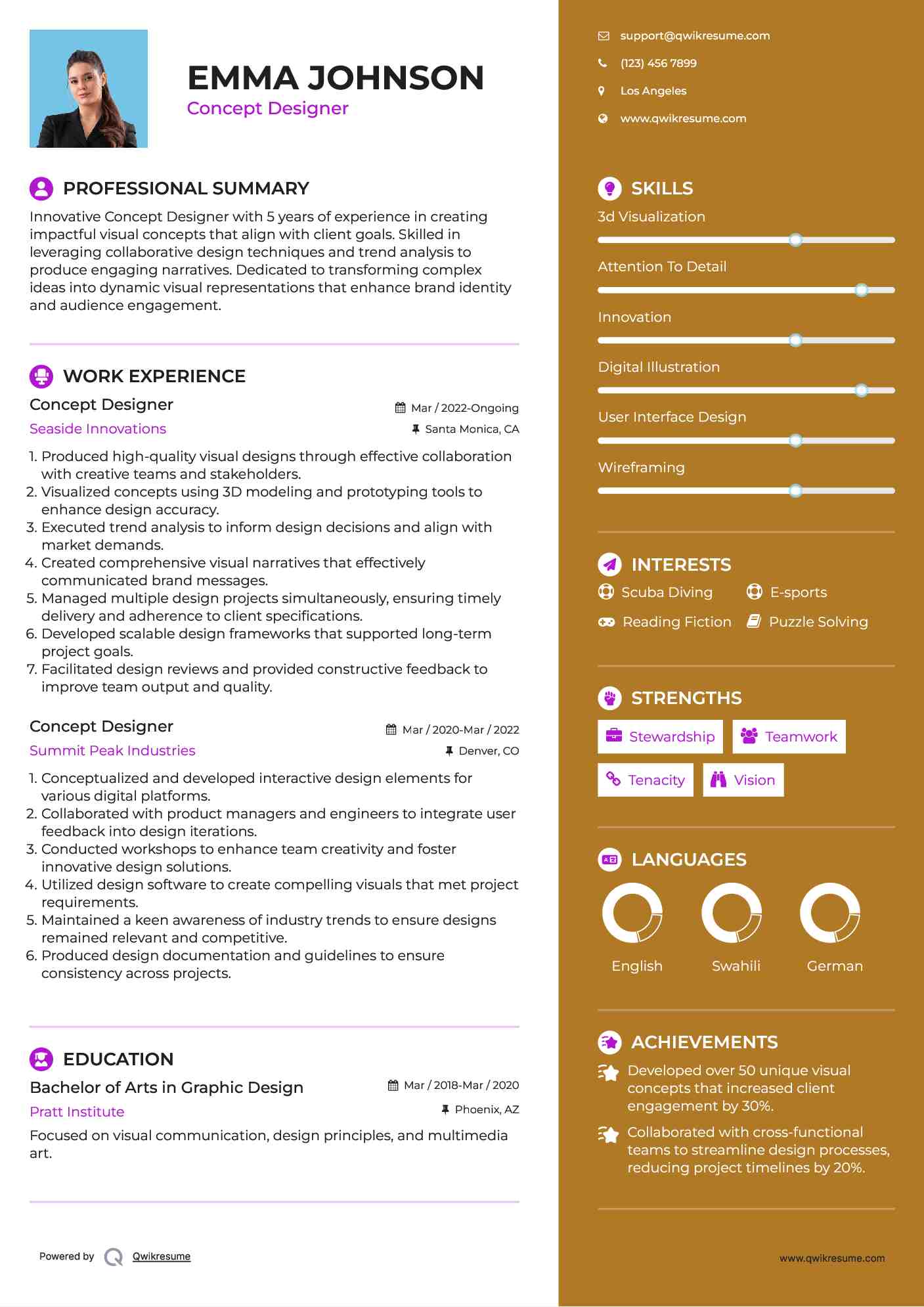 Concept Designer Resume Model