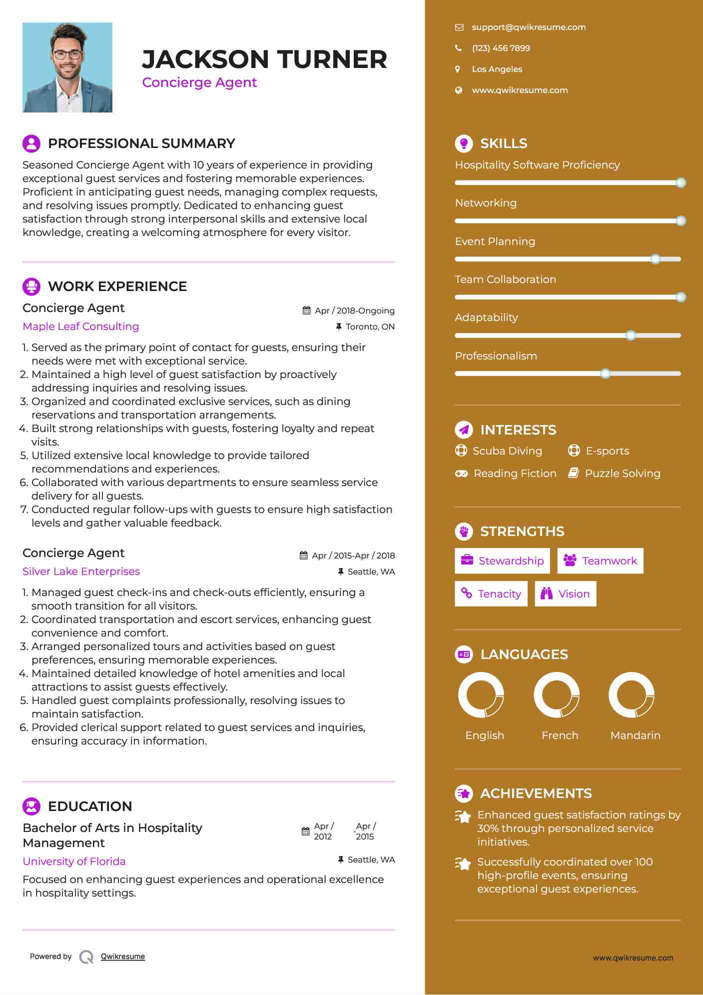 Concierge Agent Resume Model