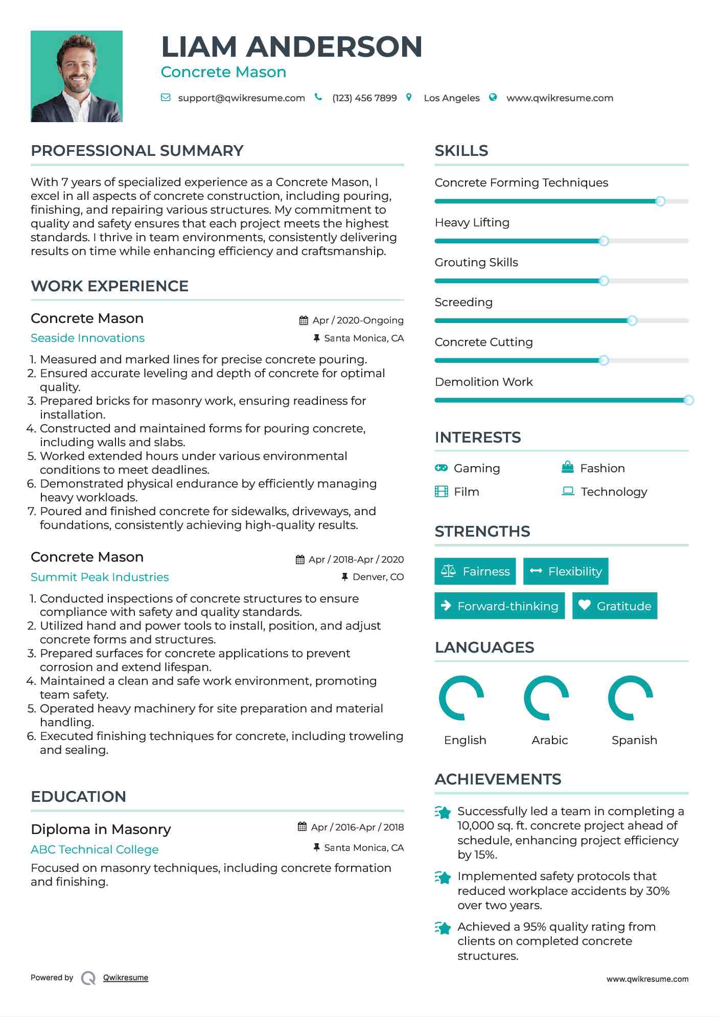 Concrete Mason Resume Model