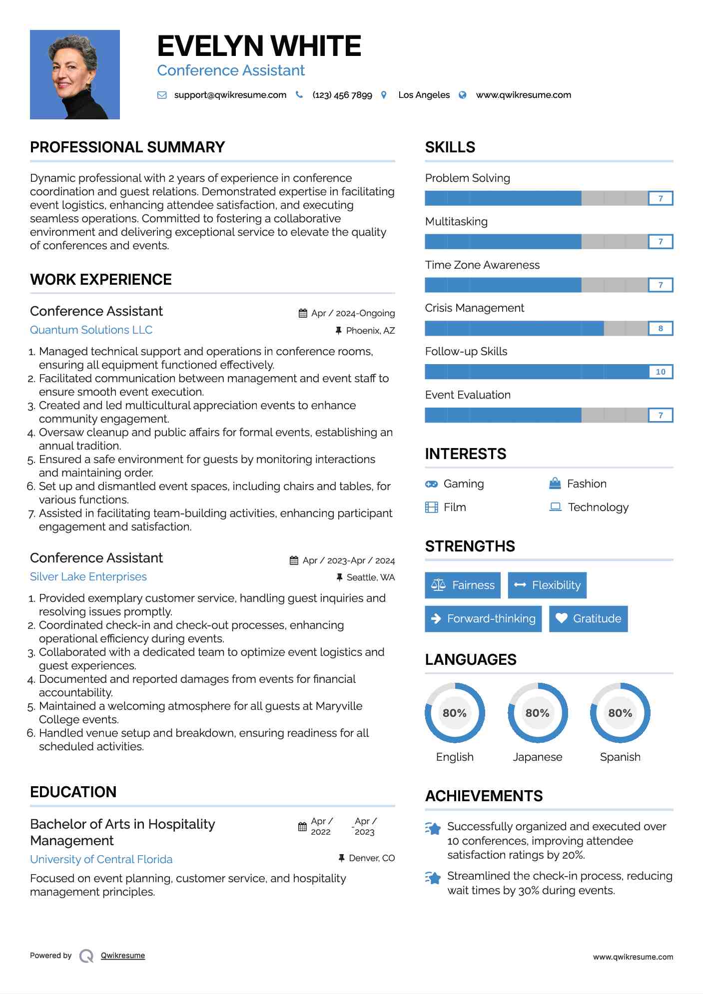 Conference Assistant Resume Sample