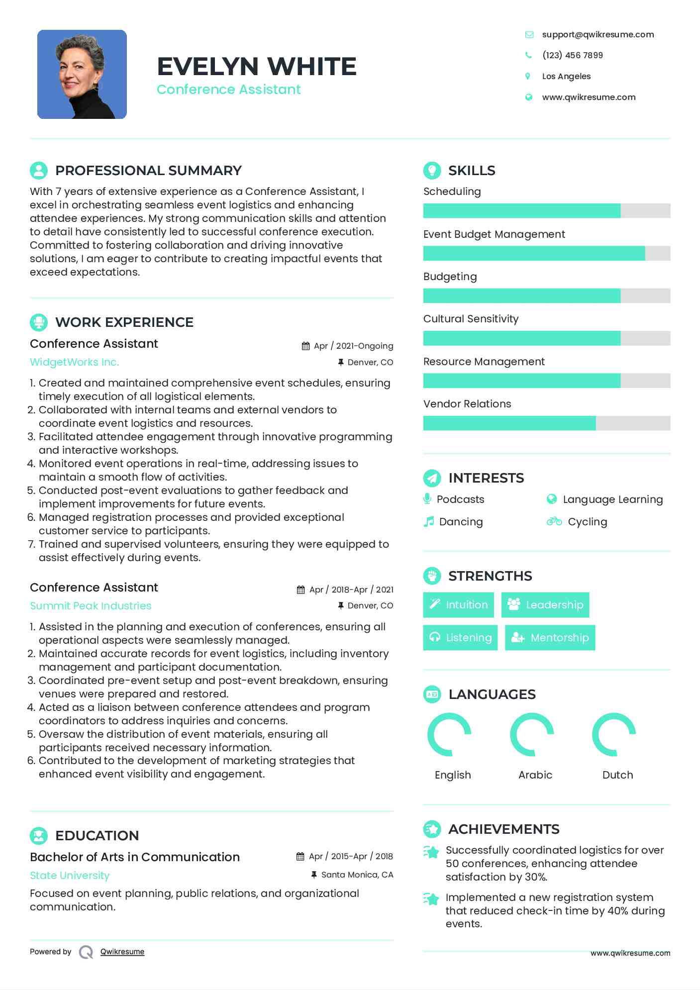 Conference Assistant Resume Format