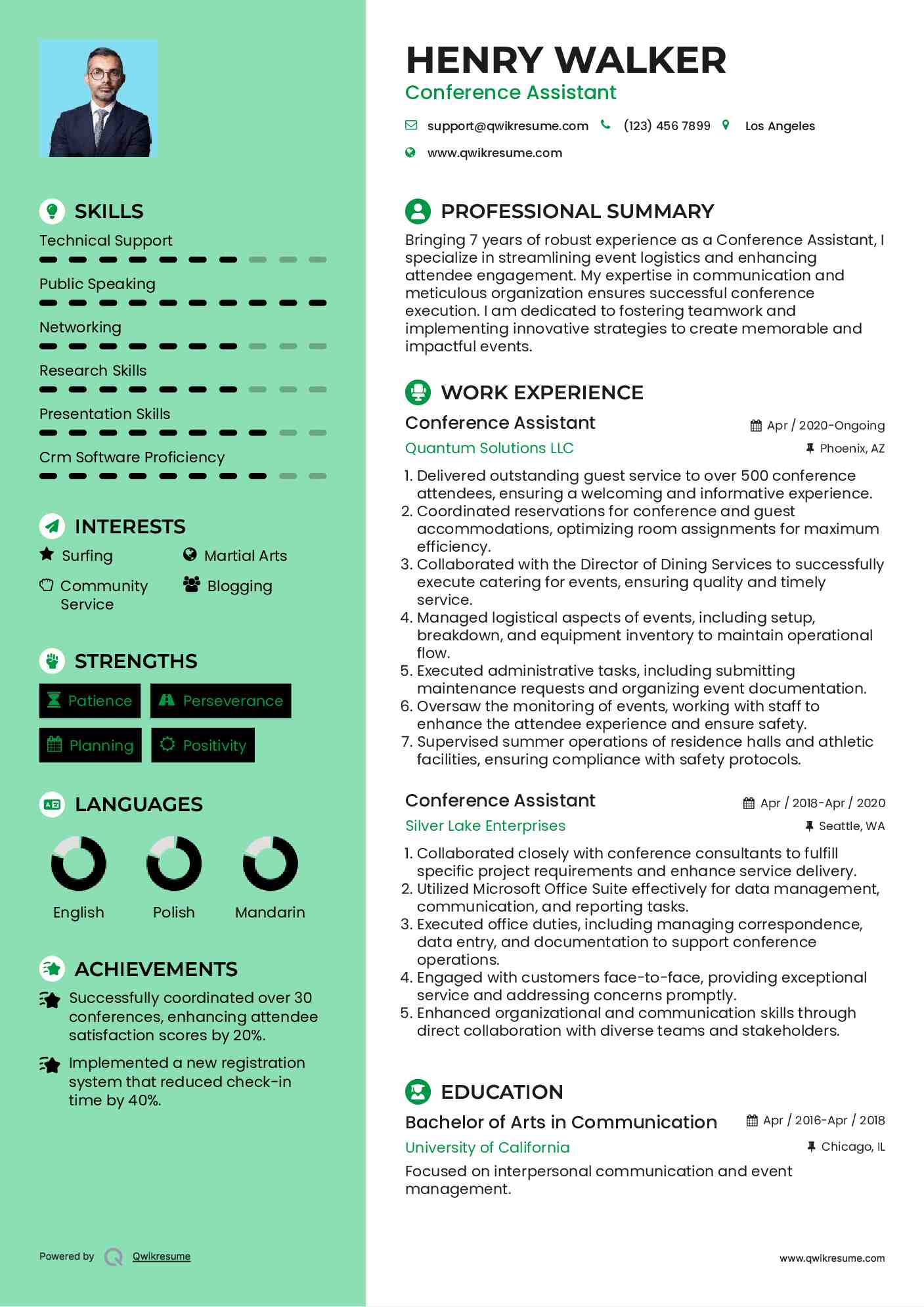 Conference Assistant Resume Model