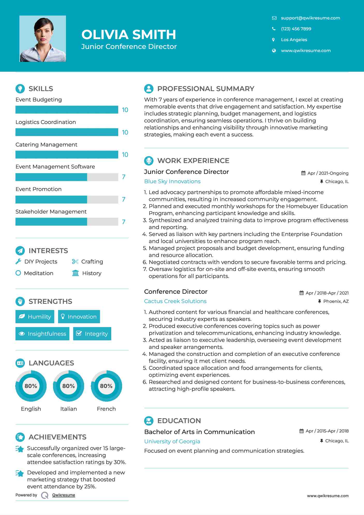 Junior Conference Director Resume Format