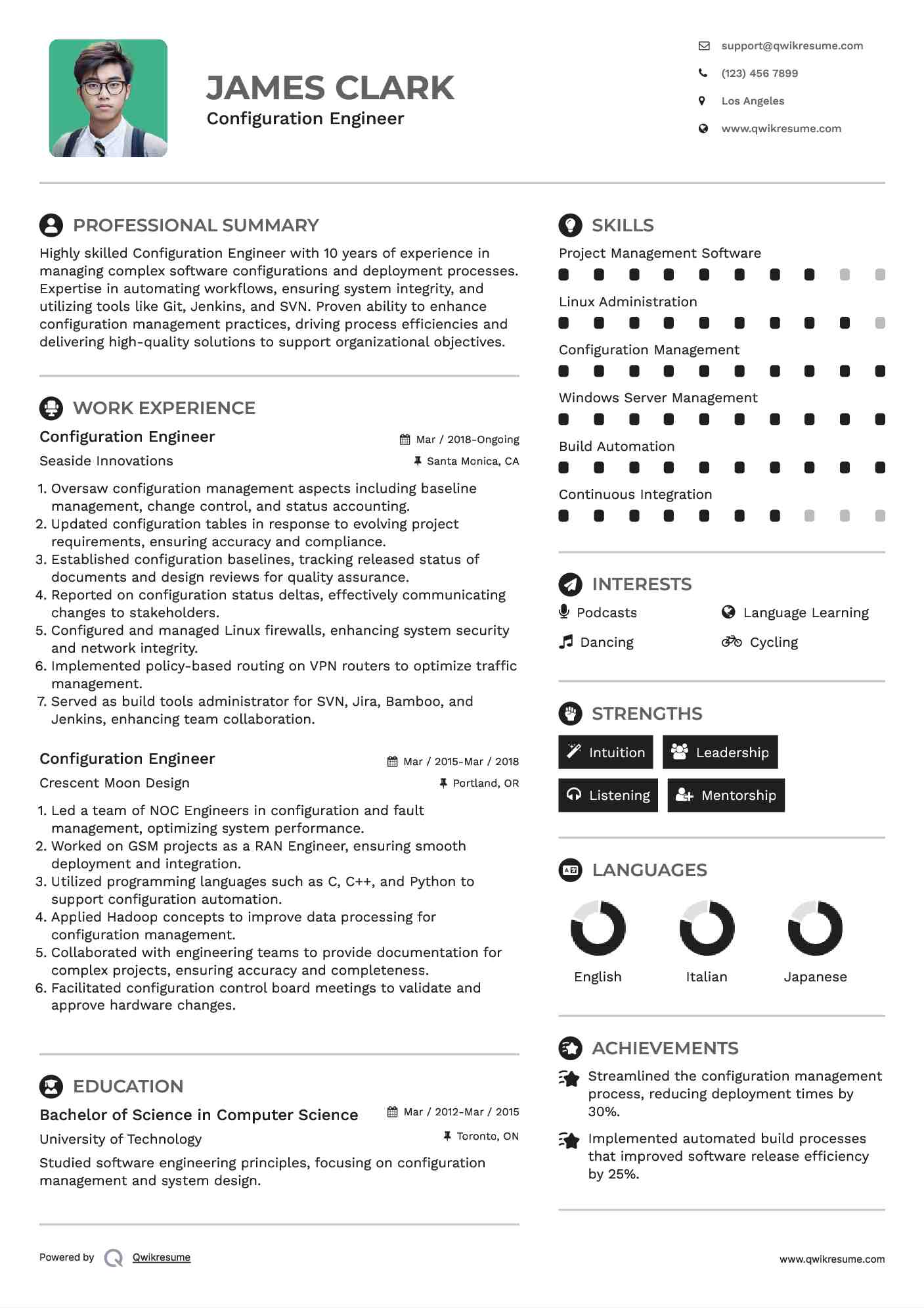 Configuration Engineer Resume Example