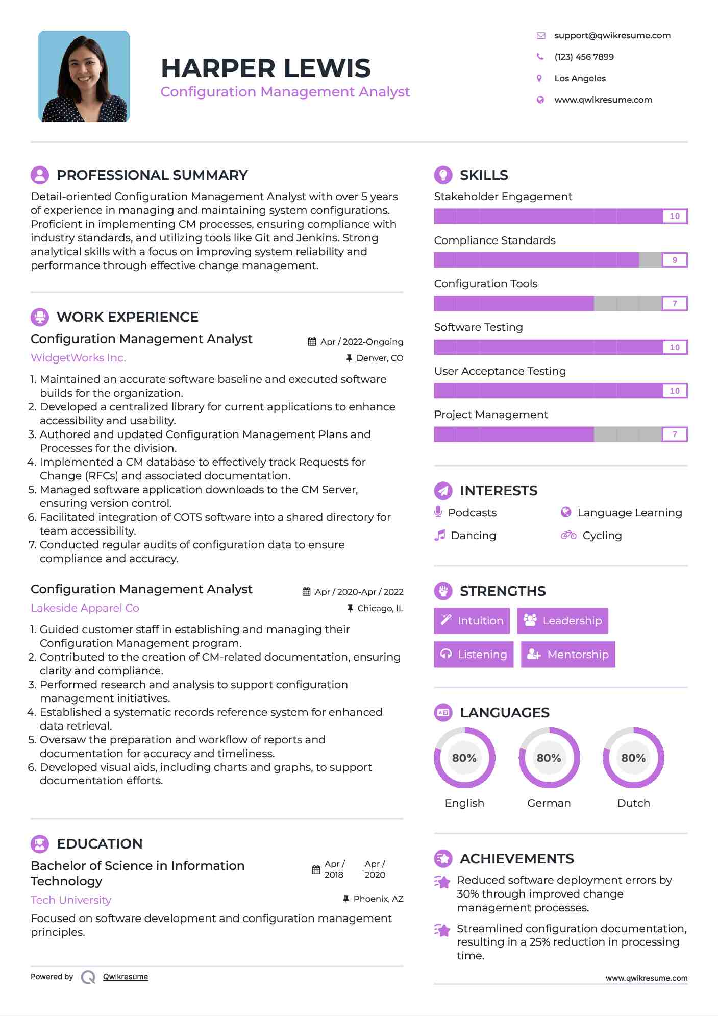Configuration Management Analyst Resume Format