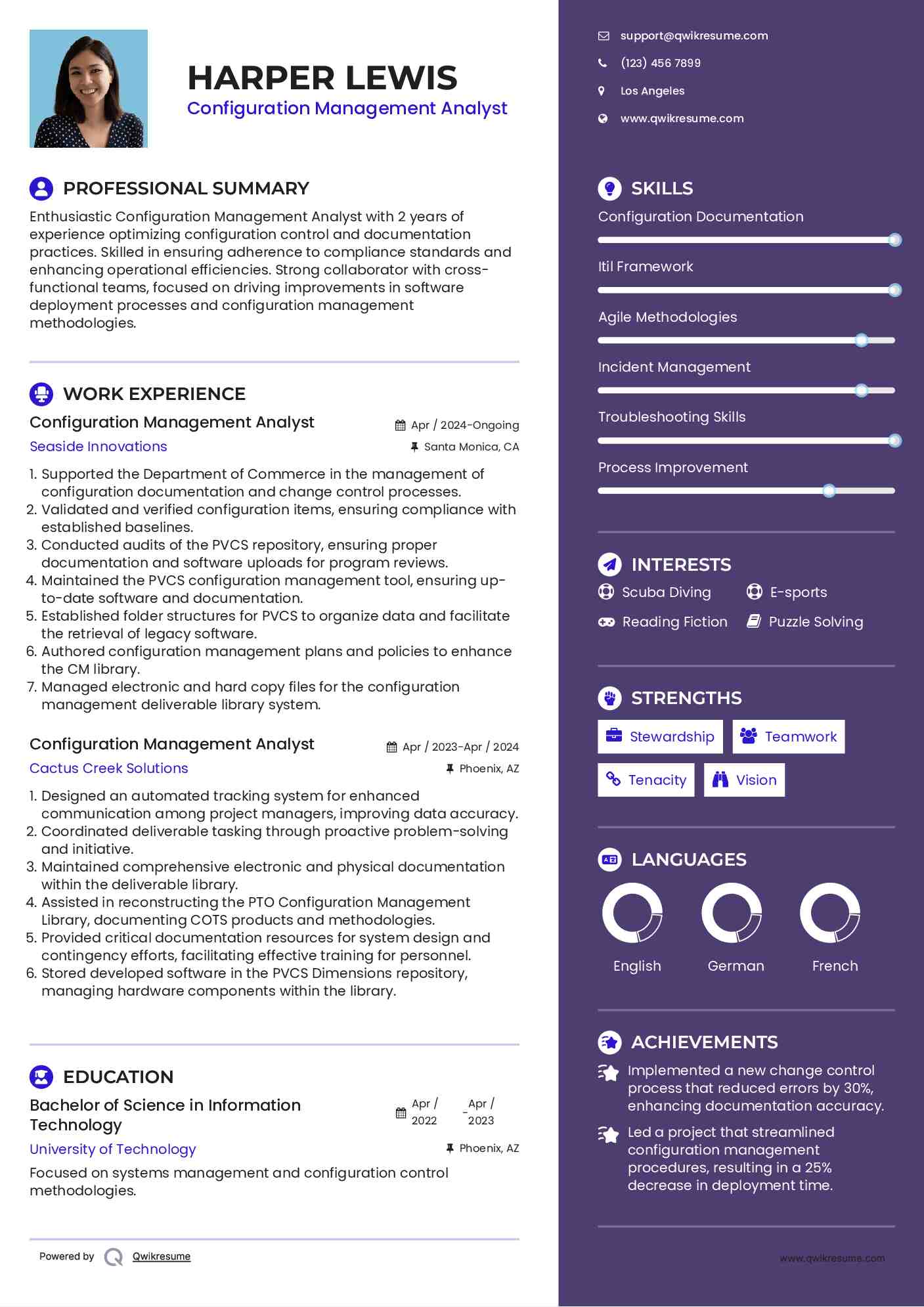Configuration Management Analyst Resume Model