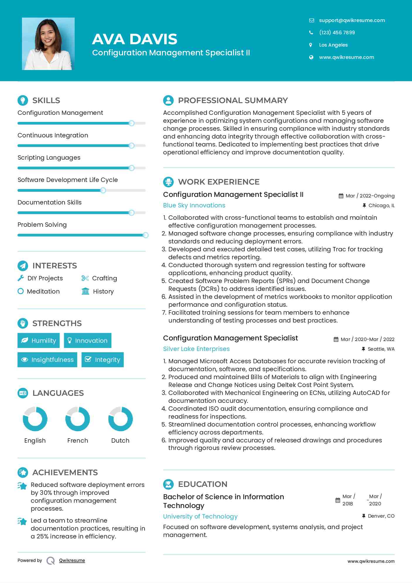 Configuration Management Specialist II Resume Template