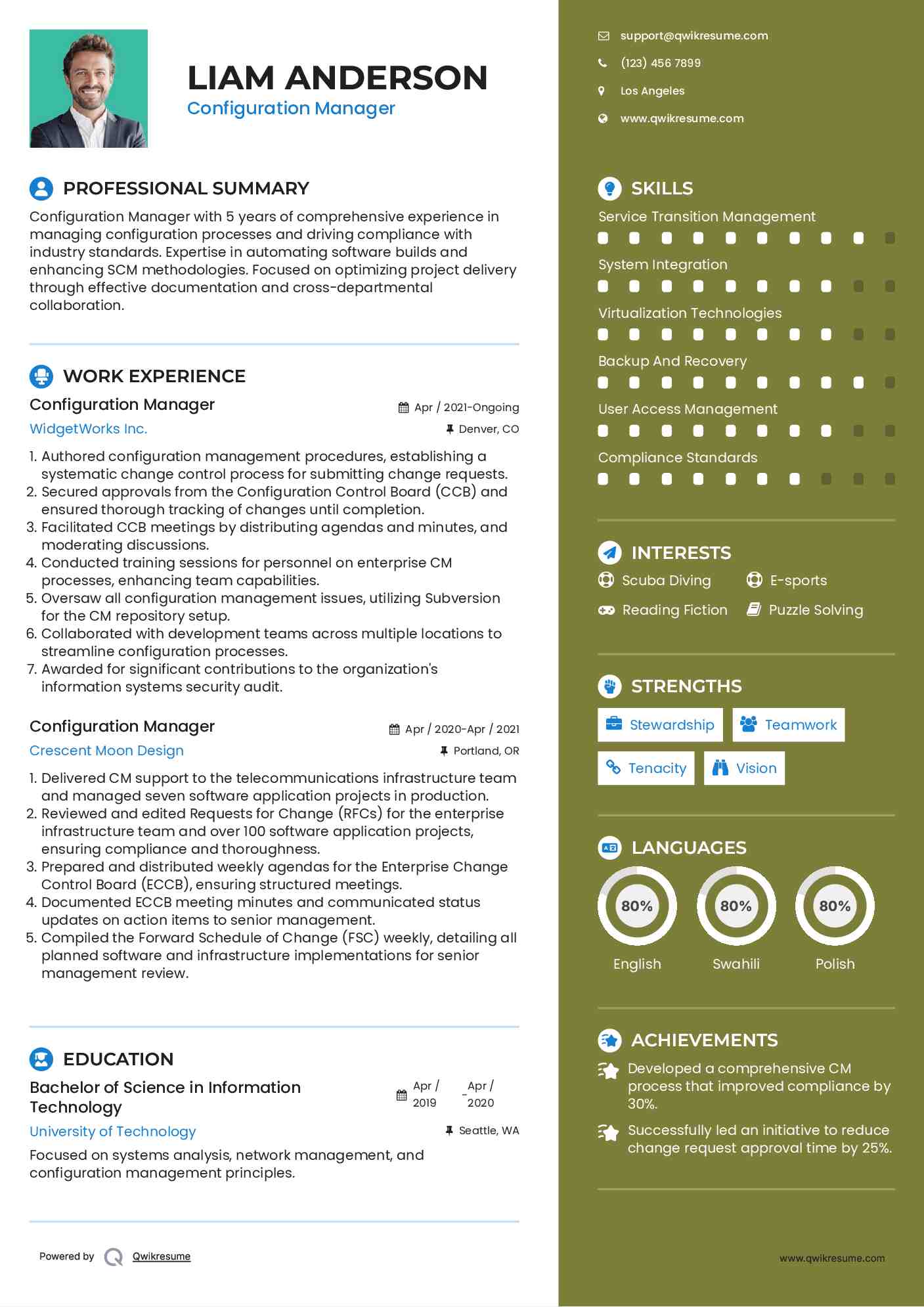 Configuration Manager Resume Sample