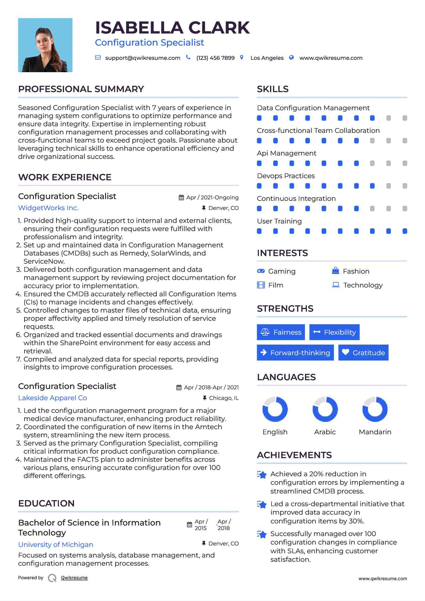 Configuration Specialist Resume Model
